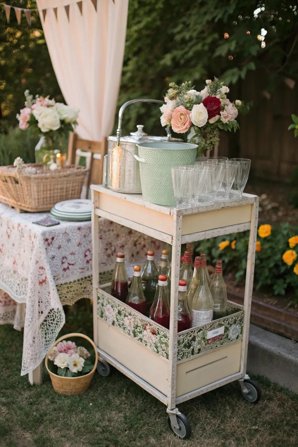 Offer drinks with flair from a classic garden trolley.