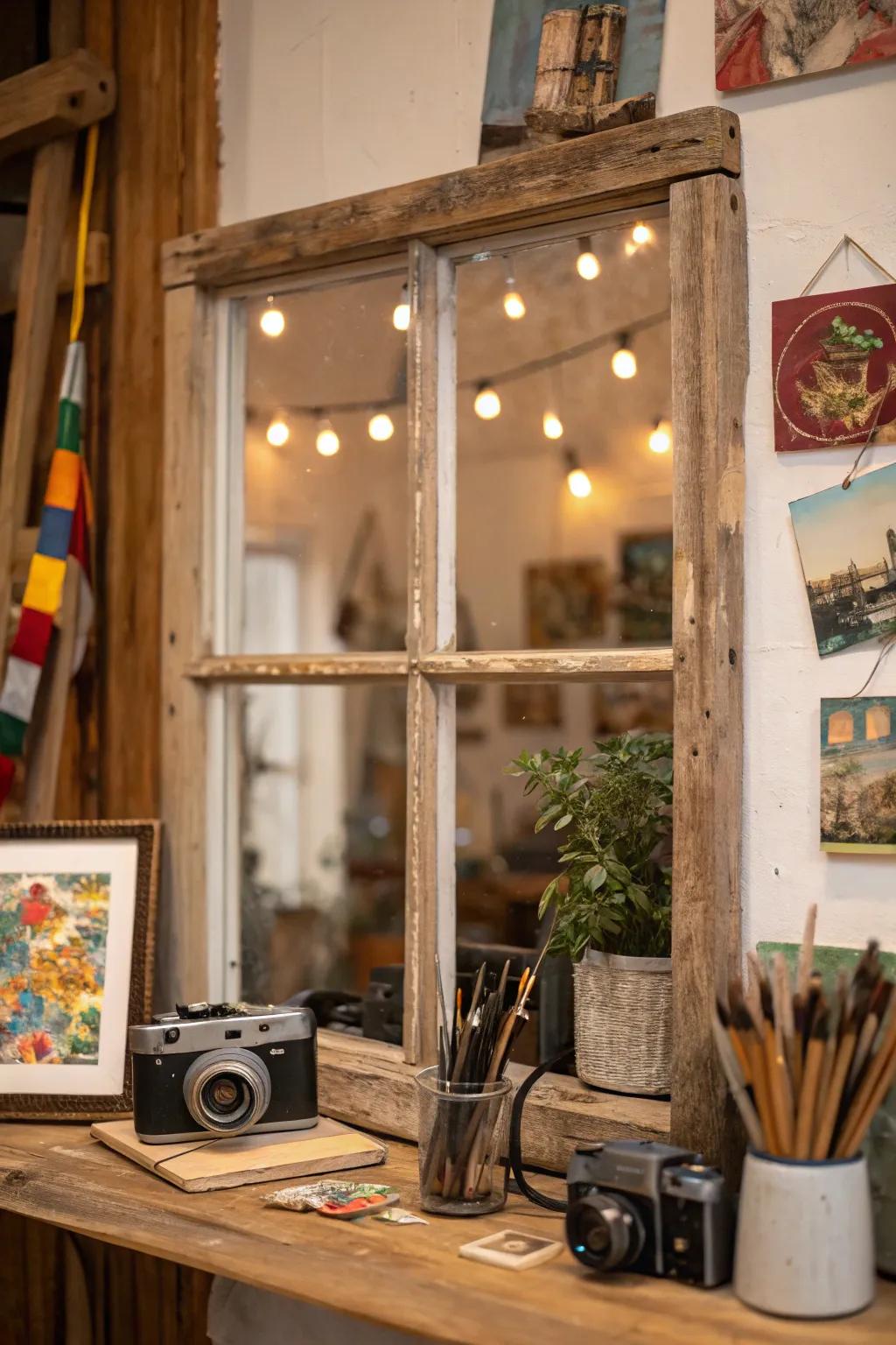 Rustic trim adds appeal and inspires creativity.