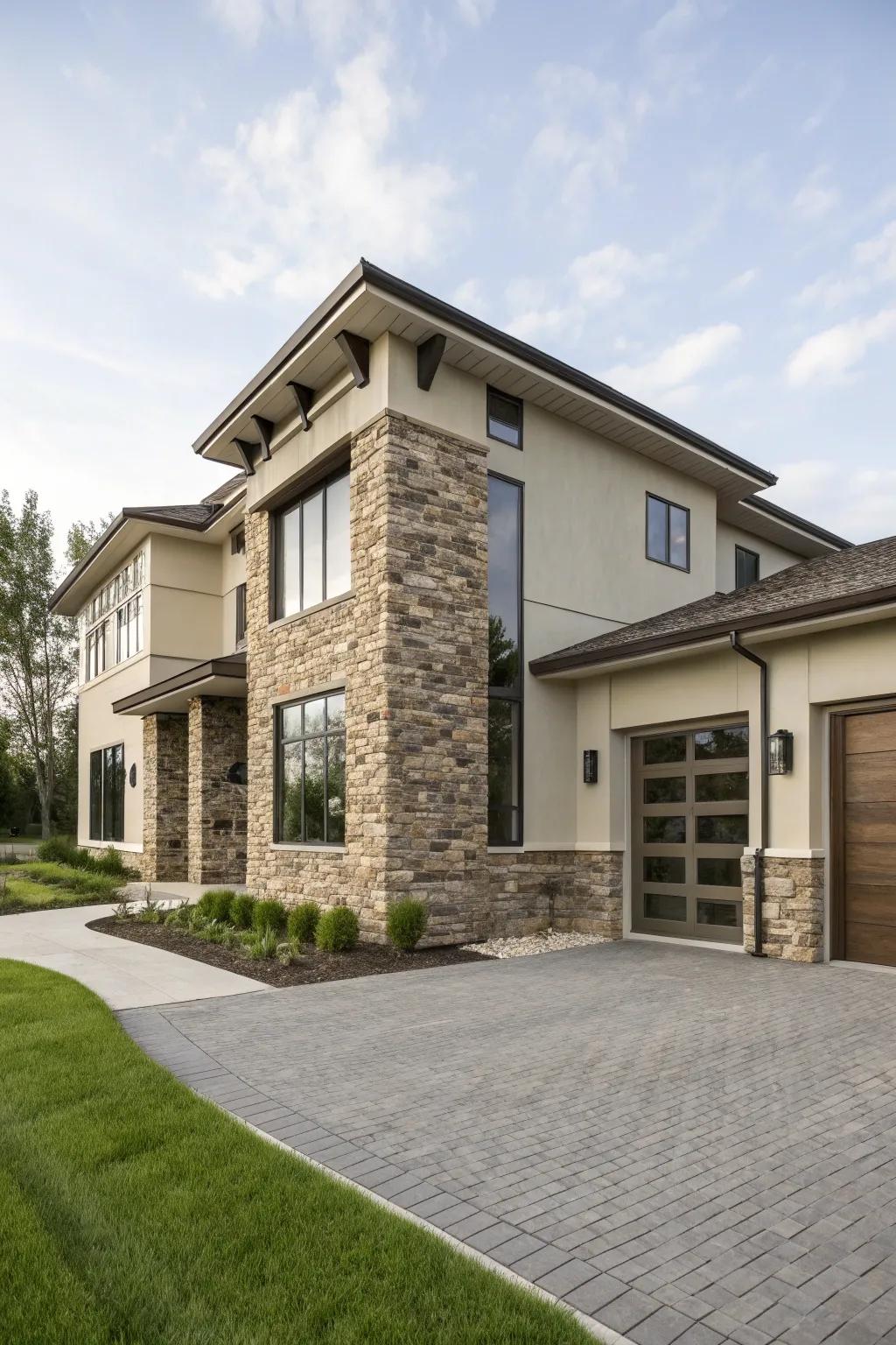 A striking mix of materials adds depth to this modern home.