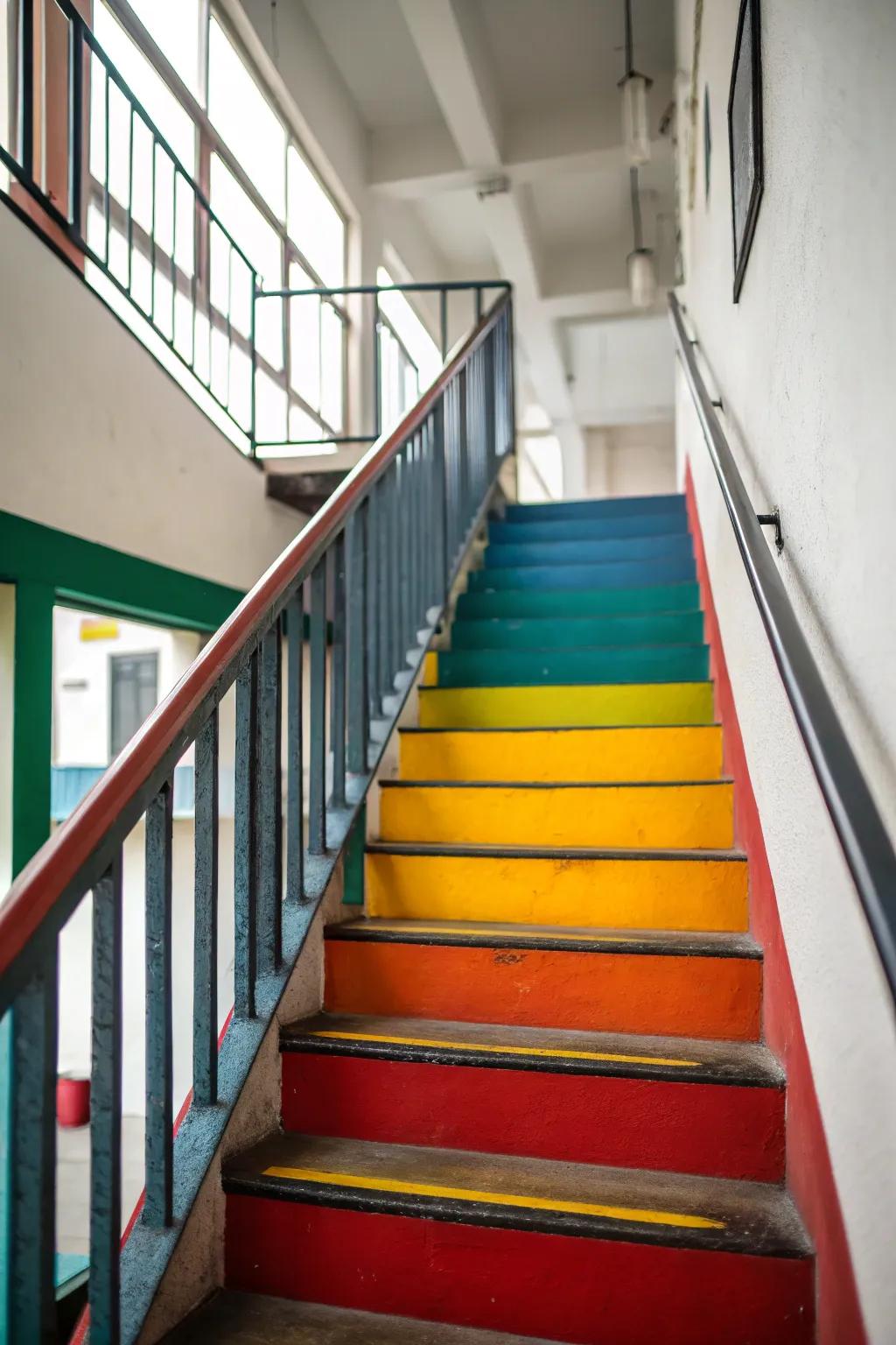 Distinctive shades bring a modern and bright ambiance to your stairwell.