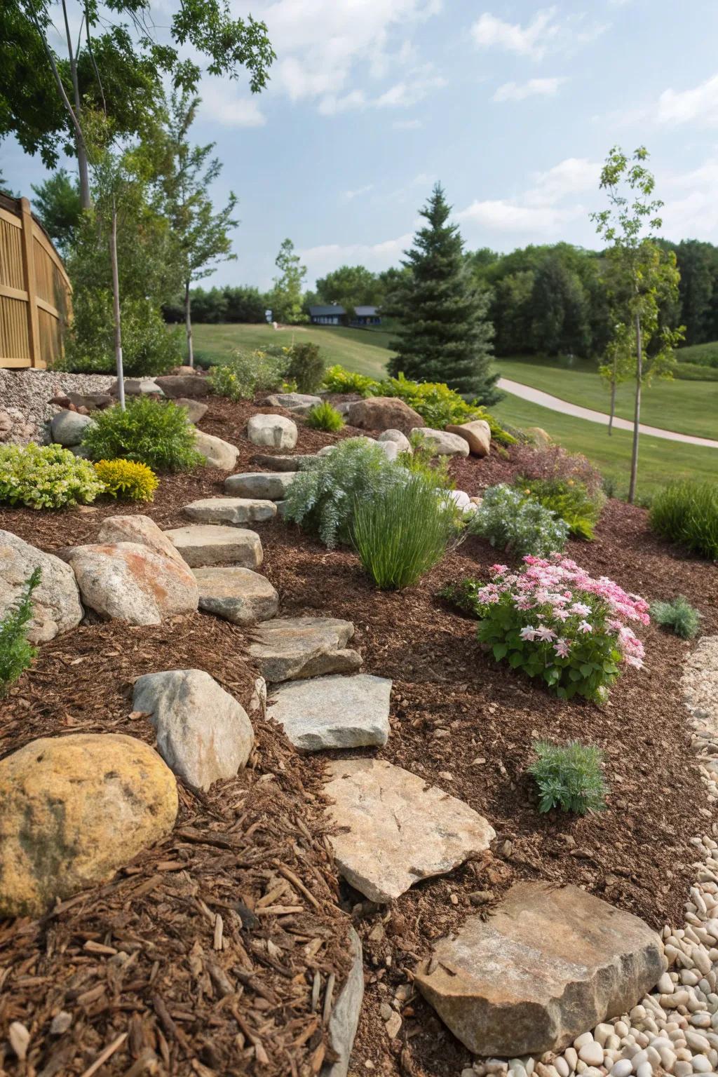 Incorporate dimension in your garden by layering materials.