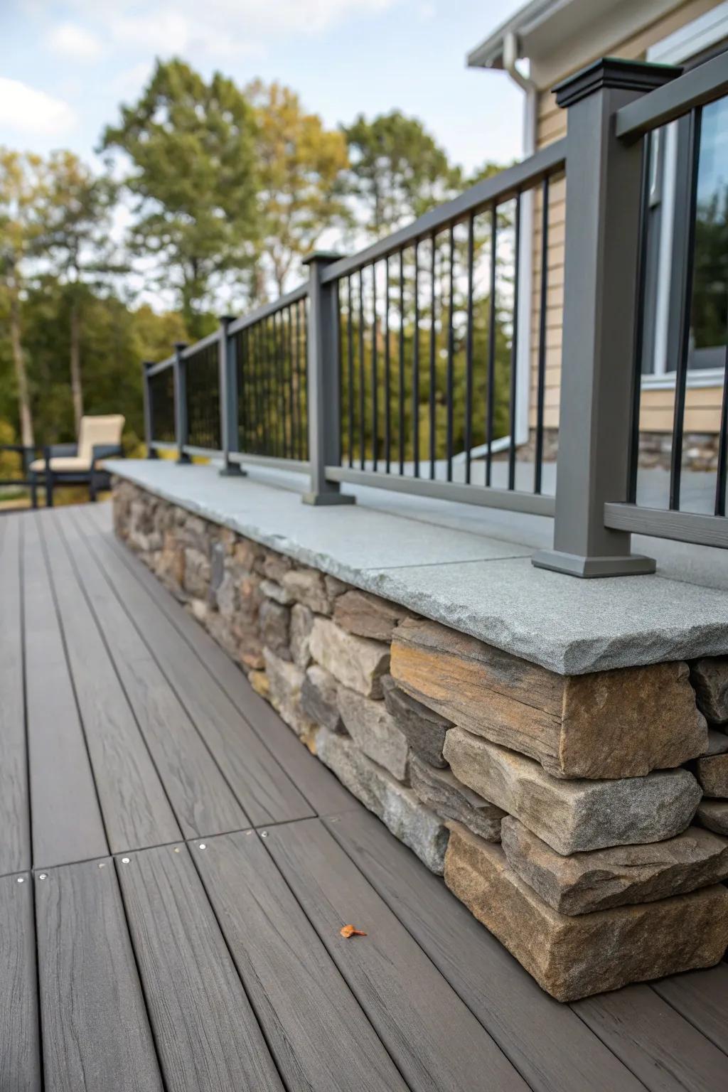 A balanced mix of modern and rustic touches in stone cladding.