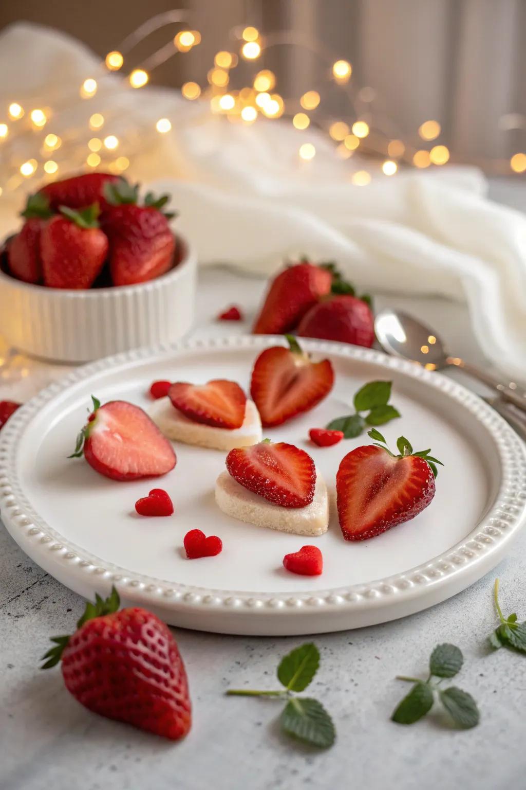 Sentimental cordate Crimson Berry embellishments to enhance any dessert.