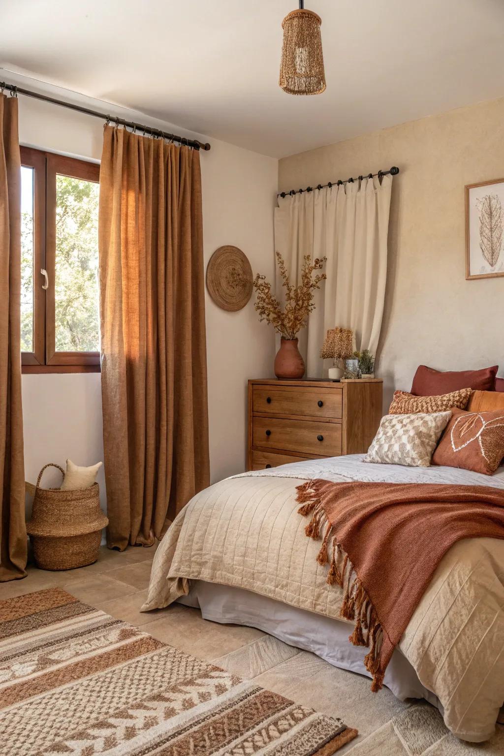 Produce tranquility with a toasty color scheme.