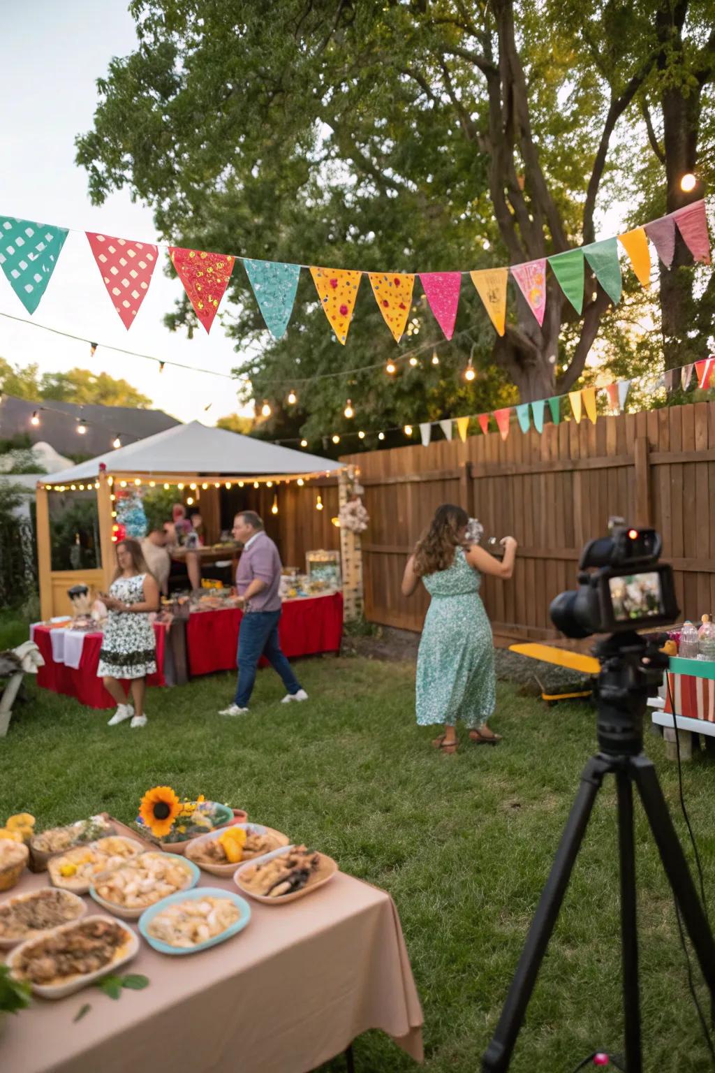 Introduce the celebration atmosphere to your backyard for an energetic commemoration.