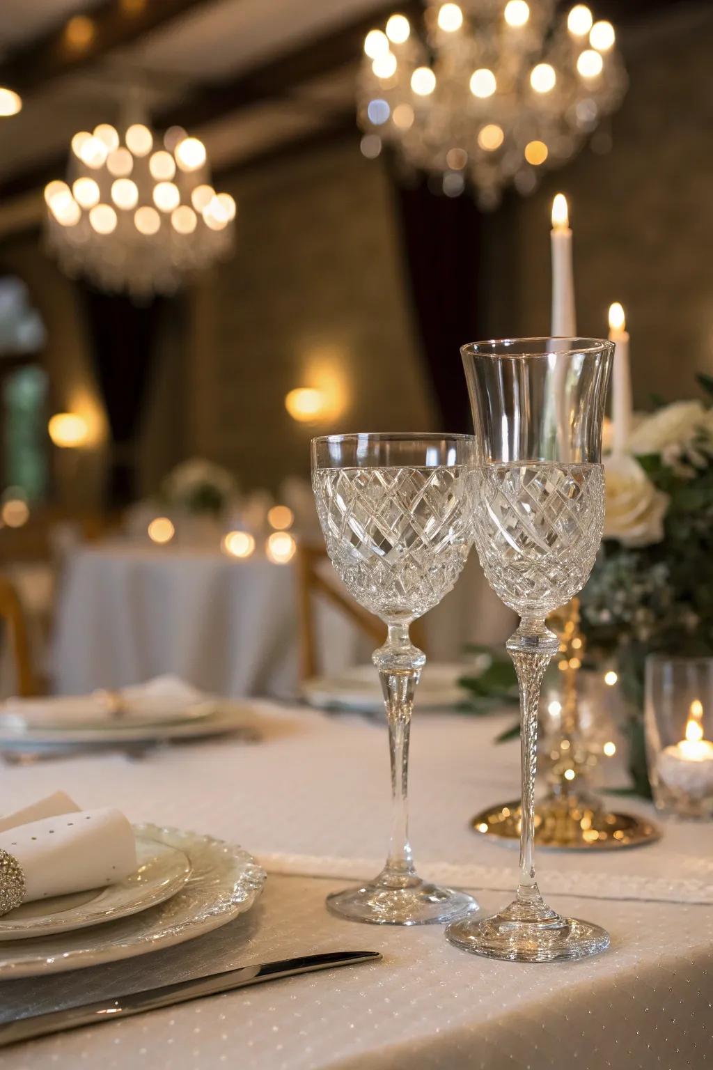 Crystal glassware adds sparkle and a touch of elegance.