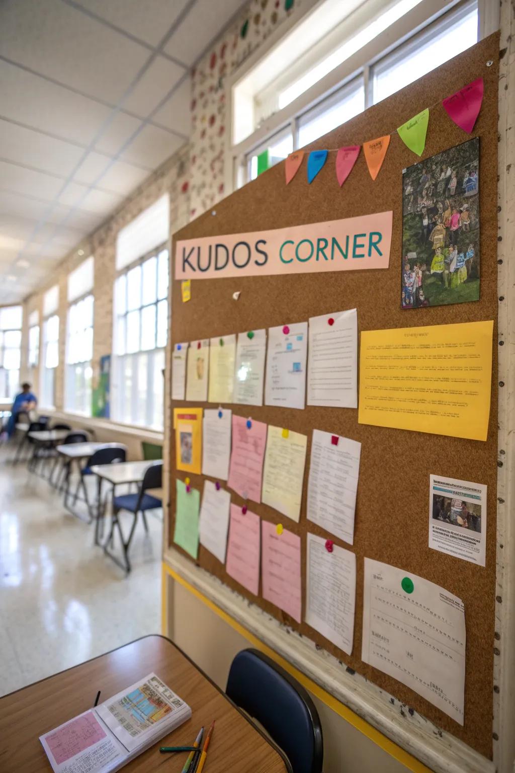 A dynamic 'Kudos Corner' for sharing appreciation.