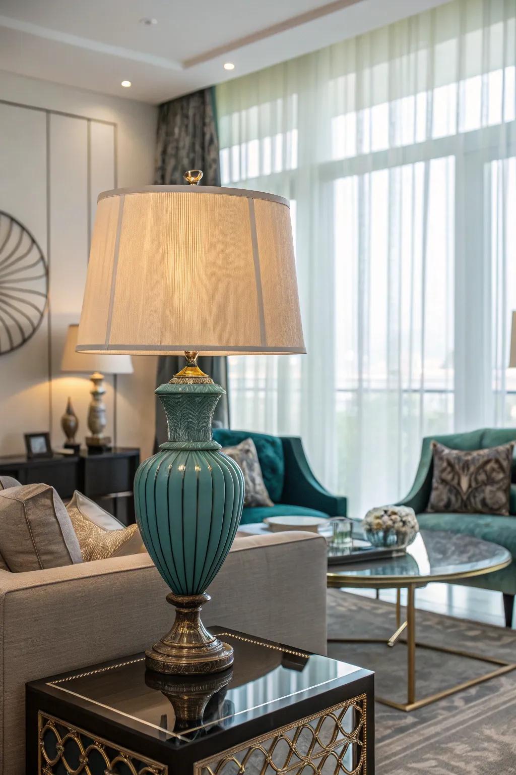 Azure lighting incorporates a harmonious and ambient touch to the space.