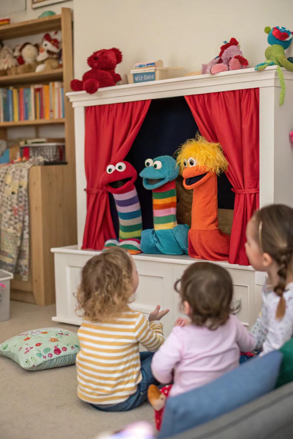 An interactive puppet performance that brings joy and laughter to toddlers.