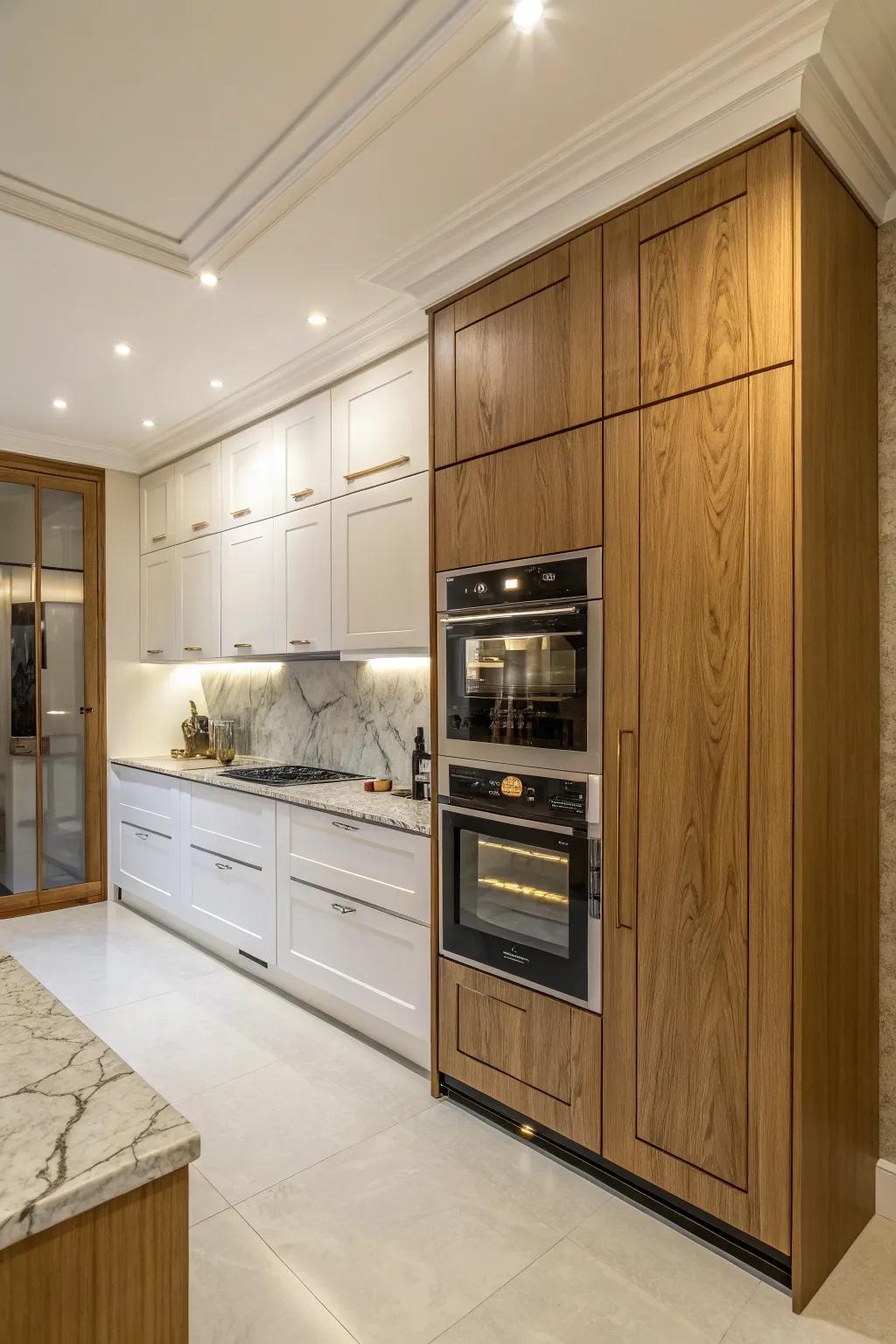Integrated appliances establish a cohesive and refined kitchen design.