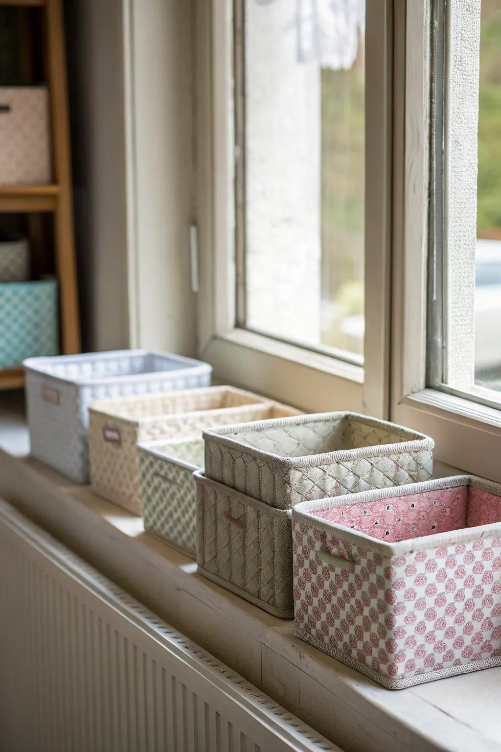 Without clutter, window sills offer extra storage space.