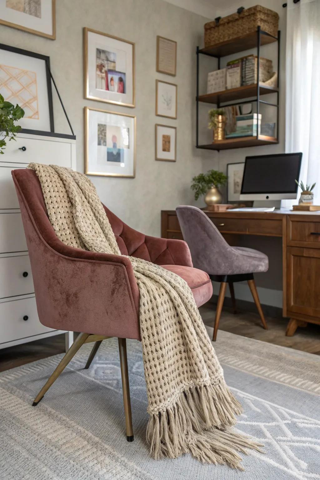 Layered textures fashion a rich and inviting atmosphere.