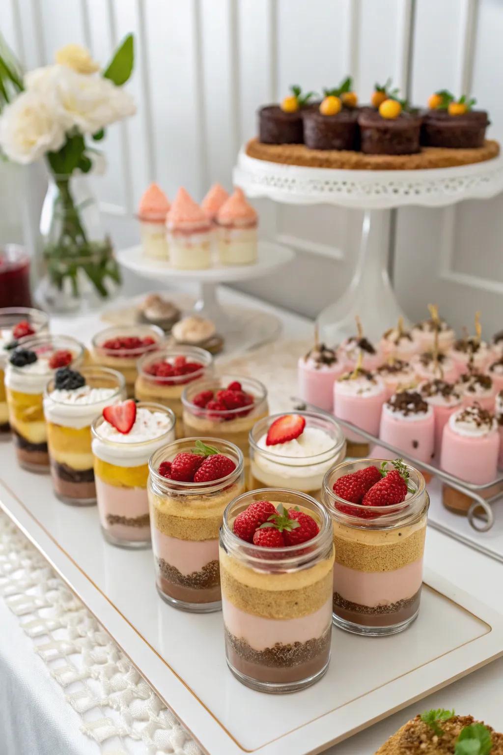 Mini dessert jars filled with layered treats.