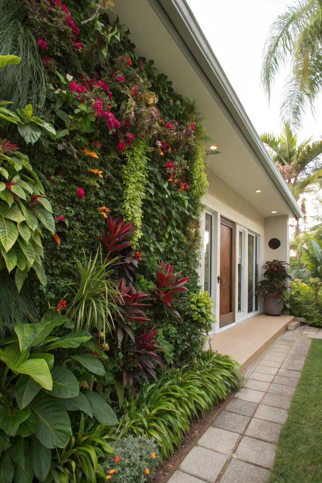 Vertical gardens produce an oasis of greenery, even in compact spaces.