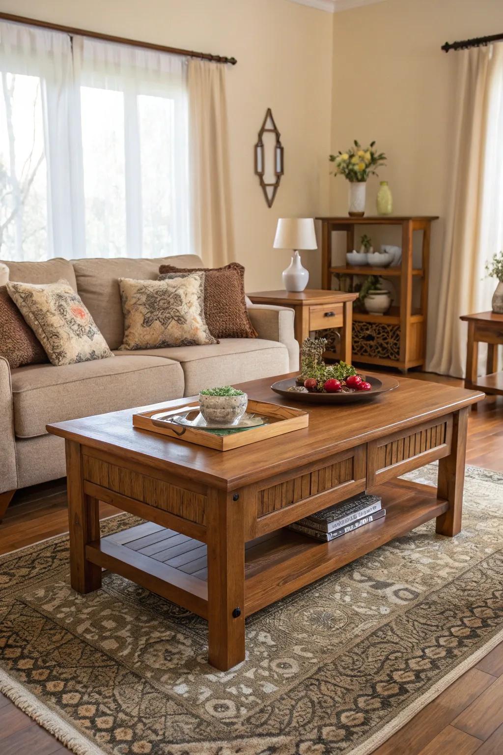 Texture and warmth is added through the use of wood elements.