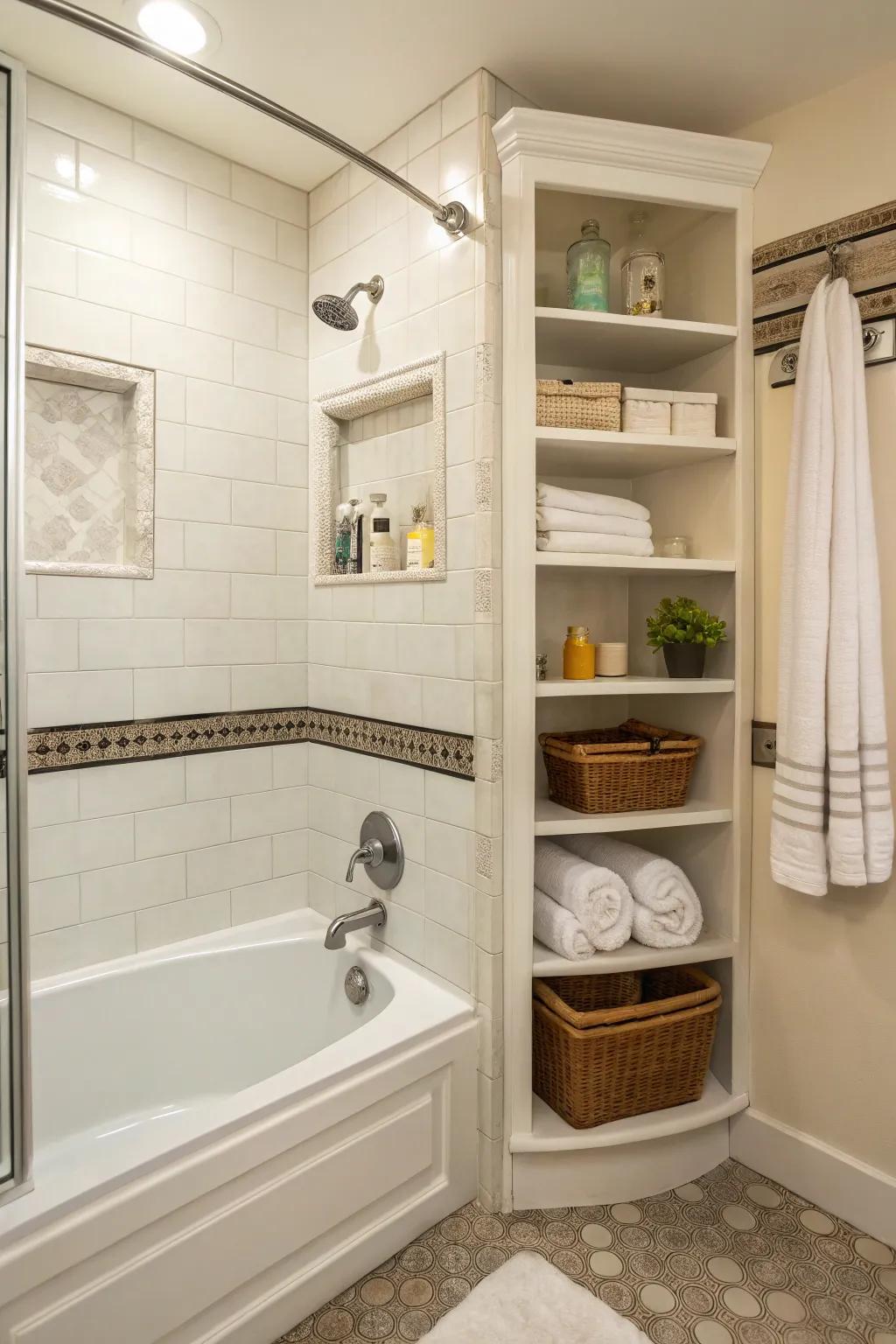Effective area design in a compact bathroom with a corner combination.