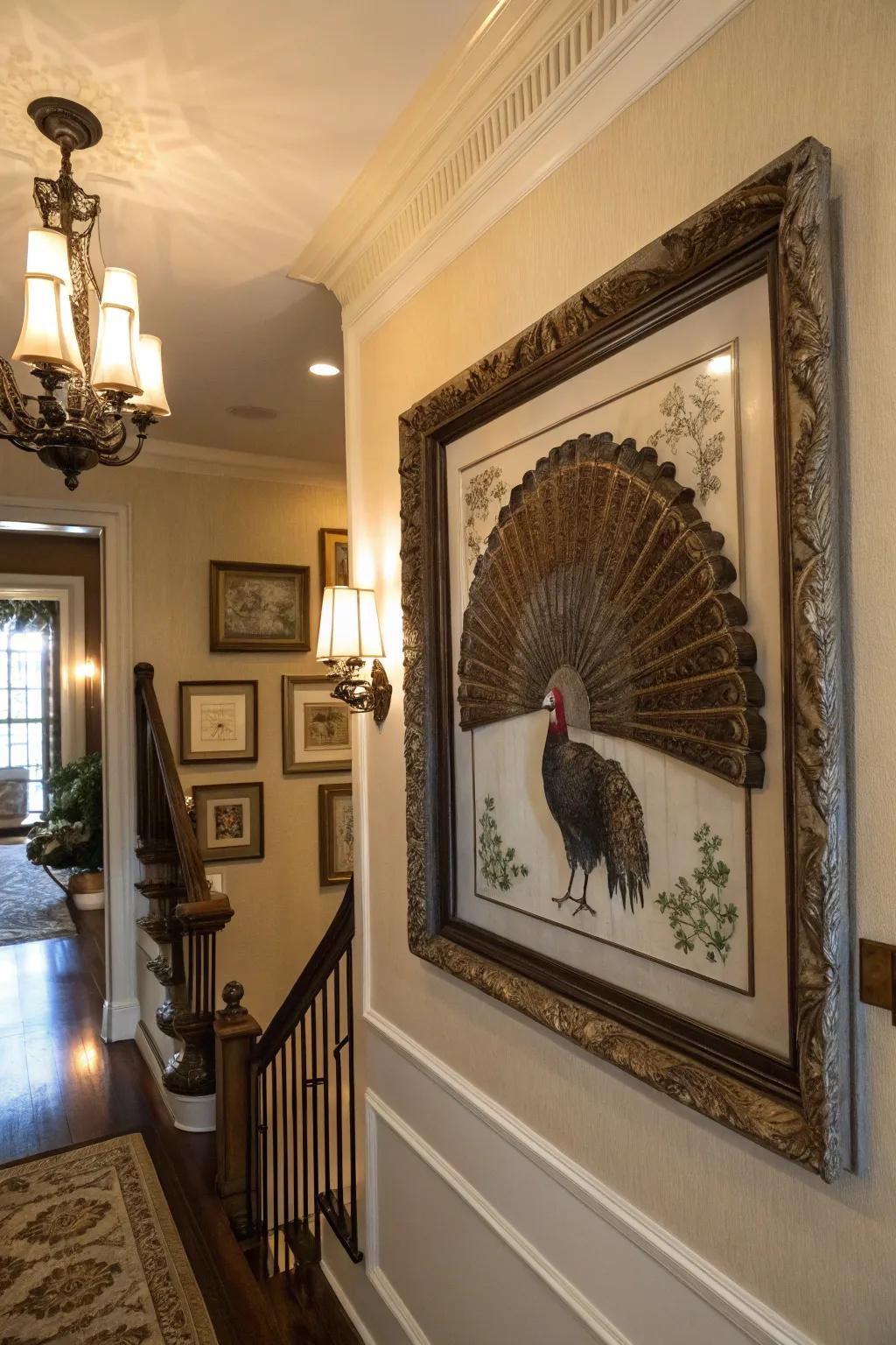 A display case introduces a layer of sophistication to a turkey tail mount.