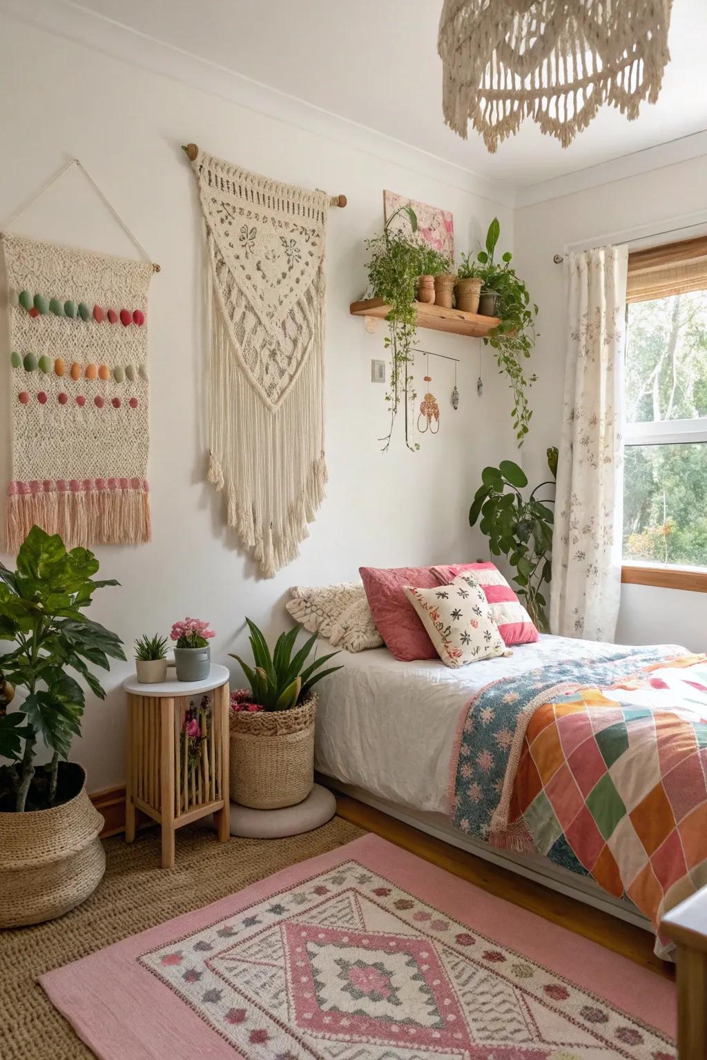 Bohemian touches add a relaxed, eclectic feel to any tween bedroom.