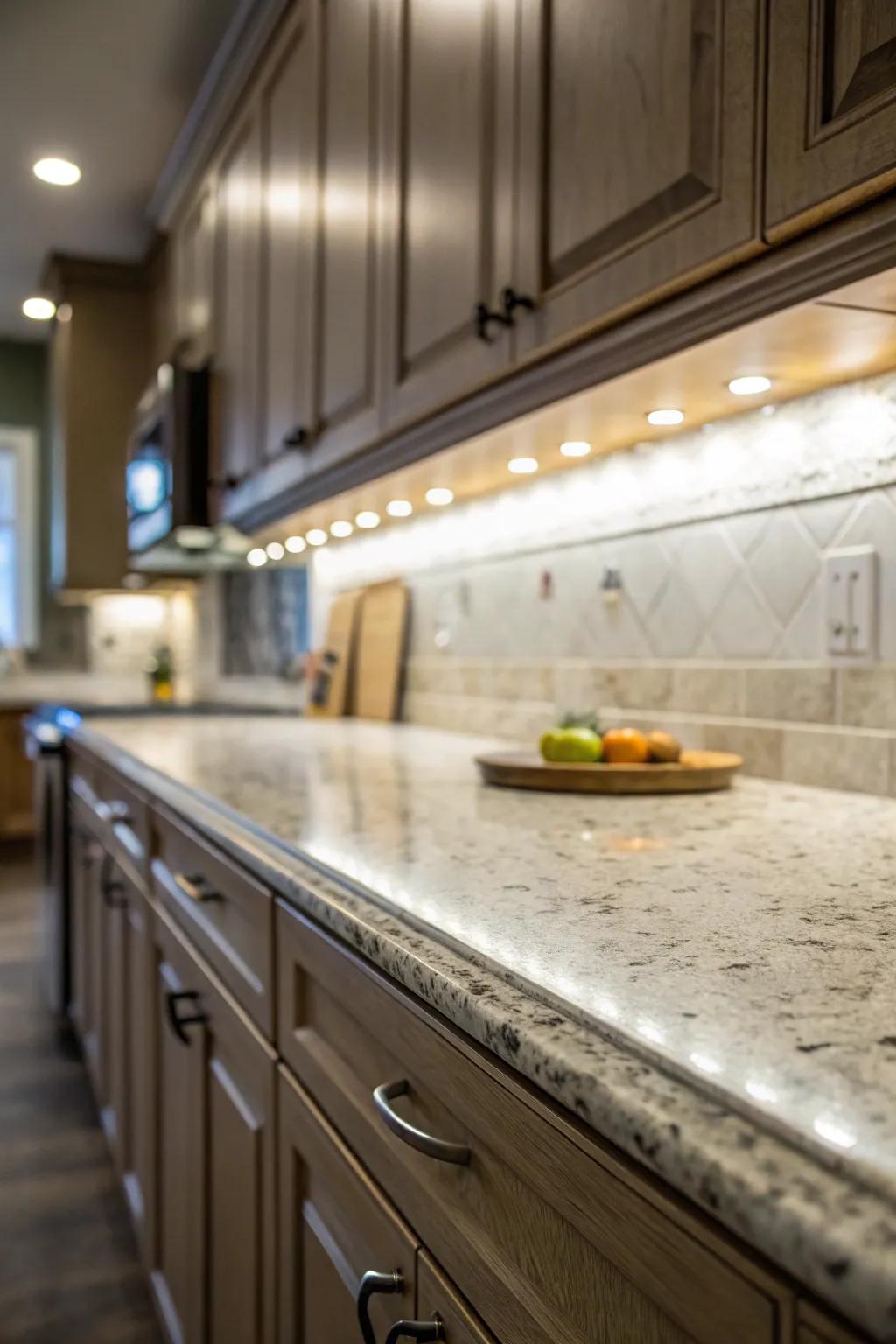 Directional lights enable tailored emphasis on distinct kitchen areas.