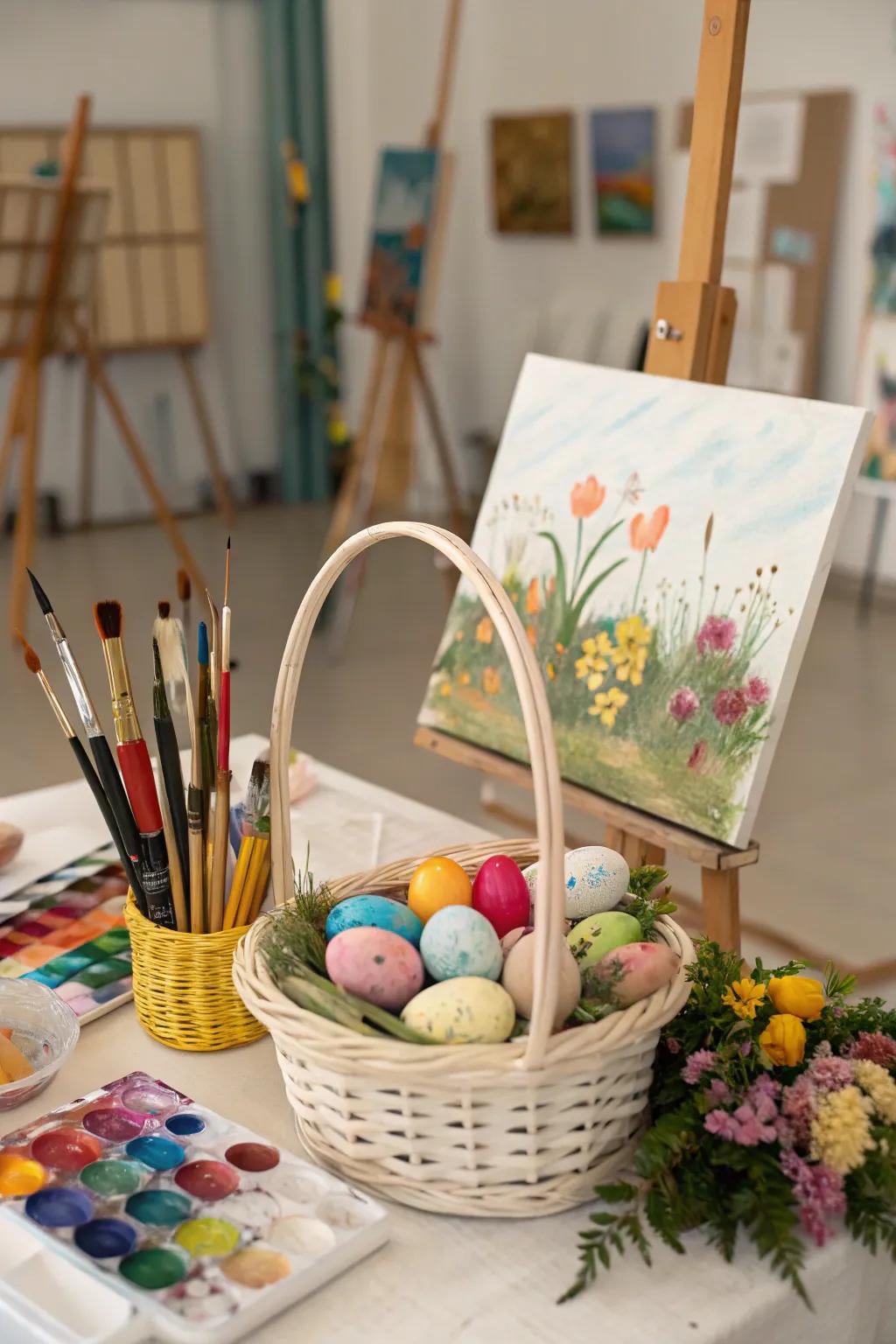 A creative palette basket designed for the artistic spirit.