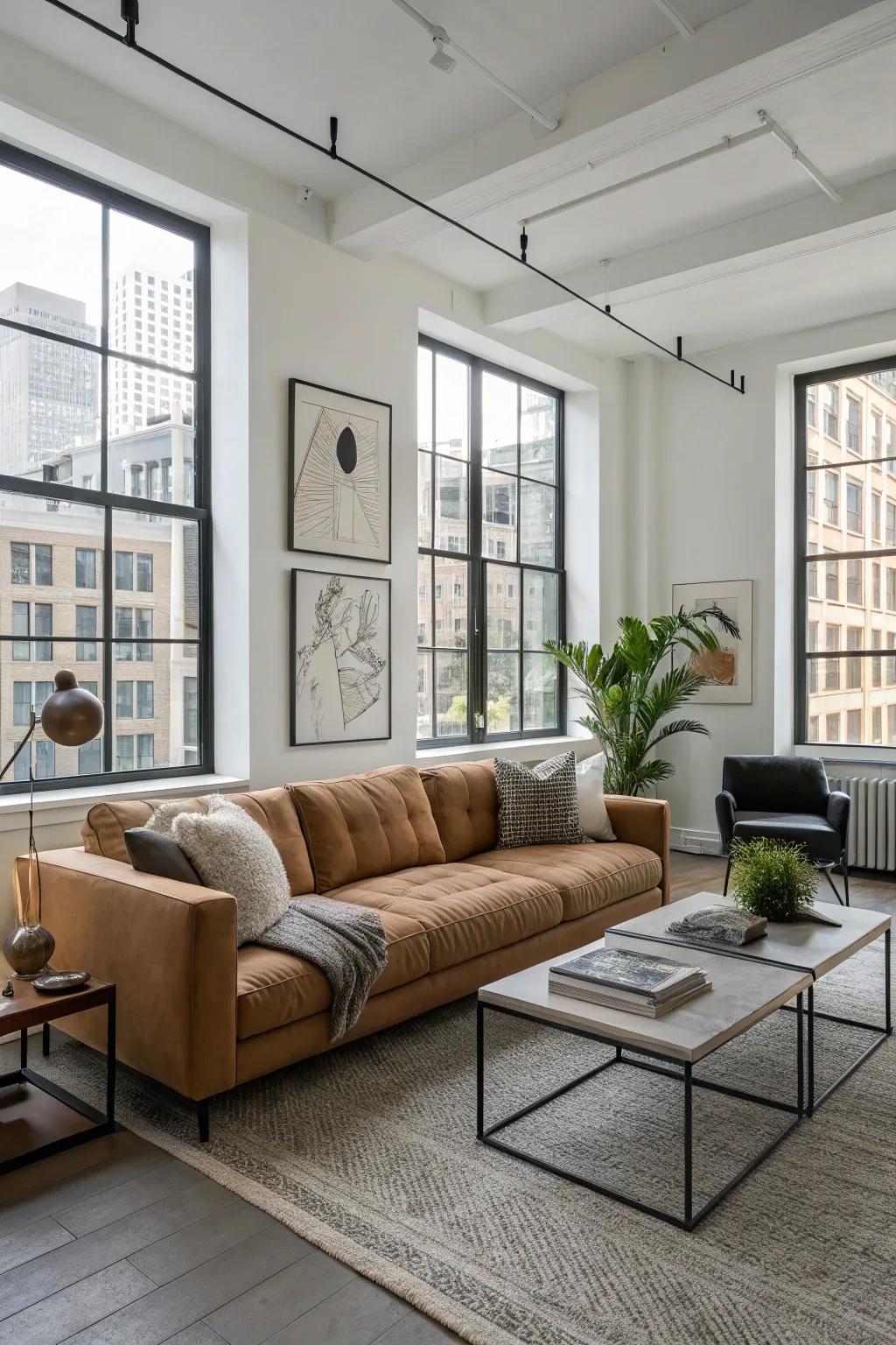 Showcase furnishings serve as a stylish centerpiece.