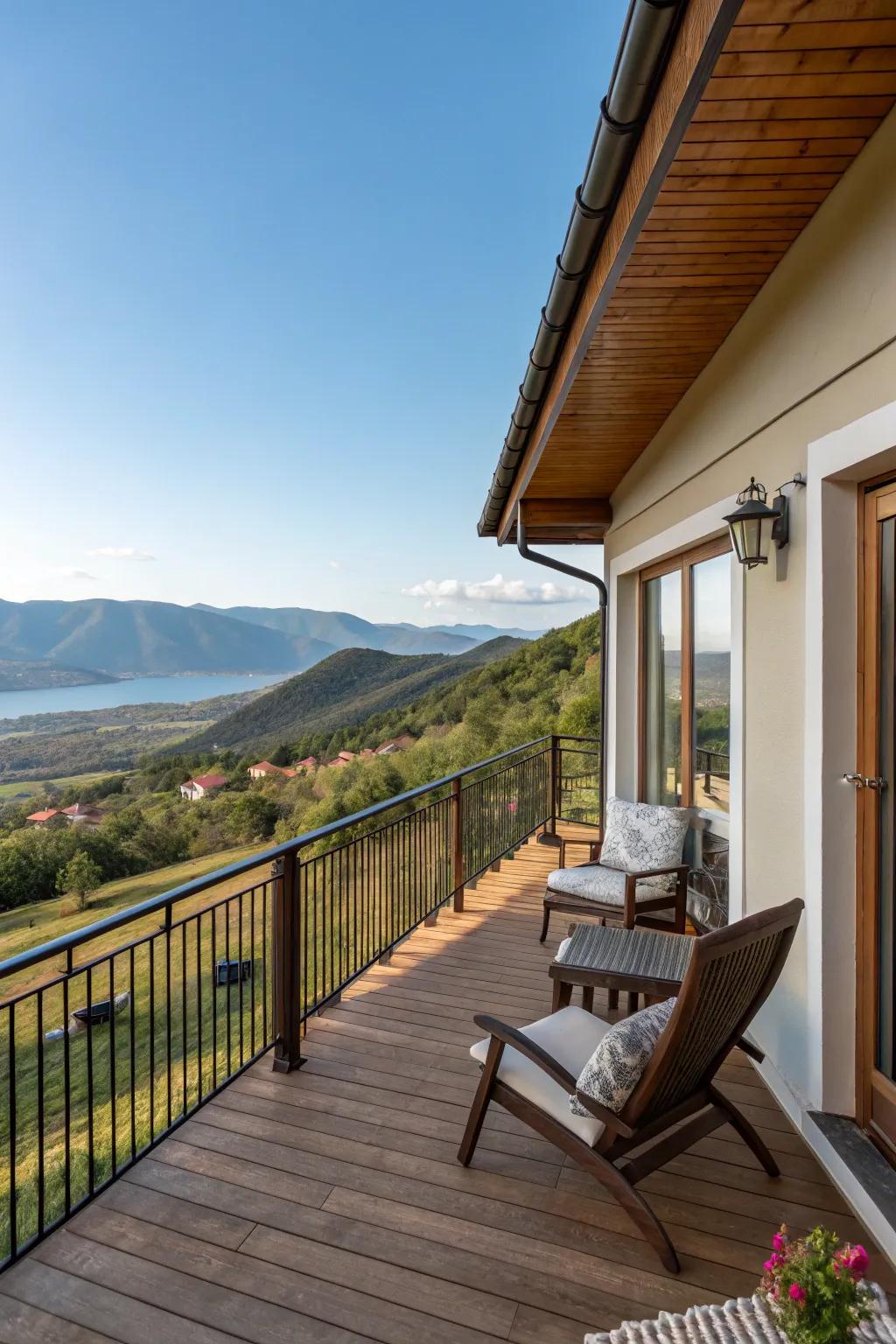 Wide windows and balconies offer breathtaking scenic overlooks.