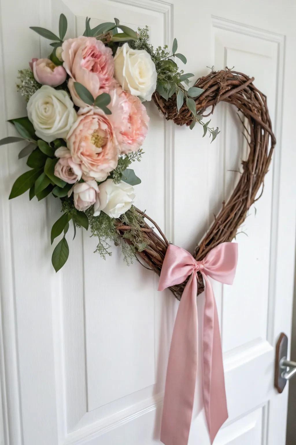 Embrace enduring sophistication with this exquisitely crafted climbing plant and artificial bloom wreath.