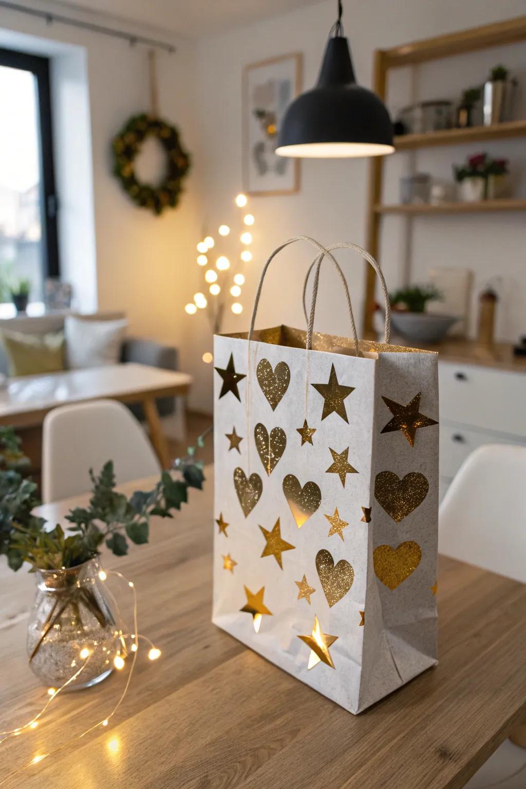 Glamorous Valentine's surprise bag featuring gleaming details.