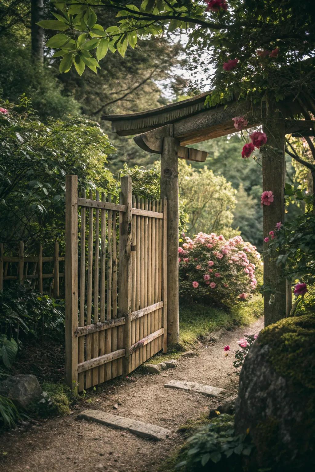 Bamboo elements infusing an exotic feel to the gate.