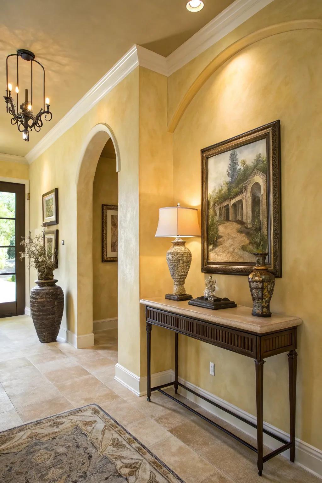 Create a welcoming entryway using Venetian plaster.