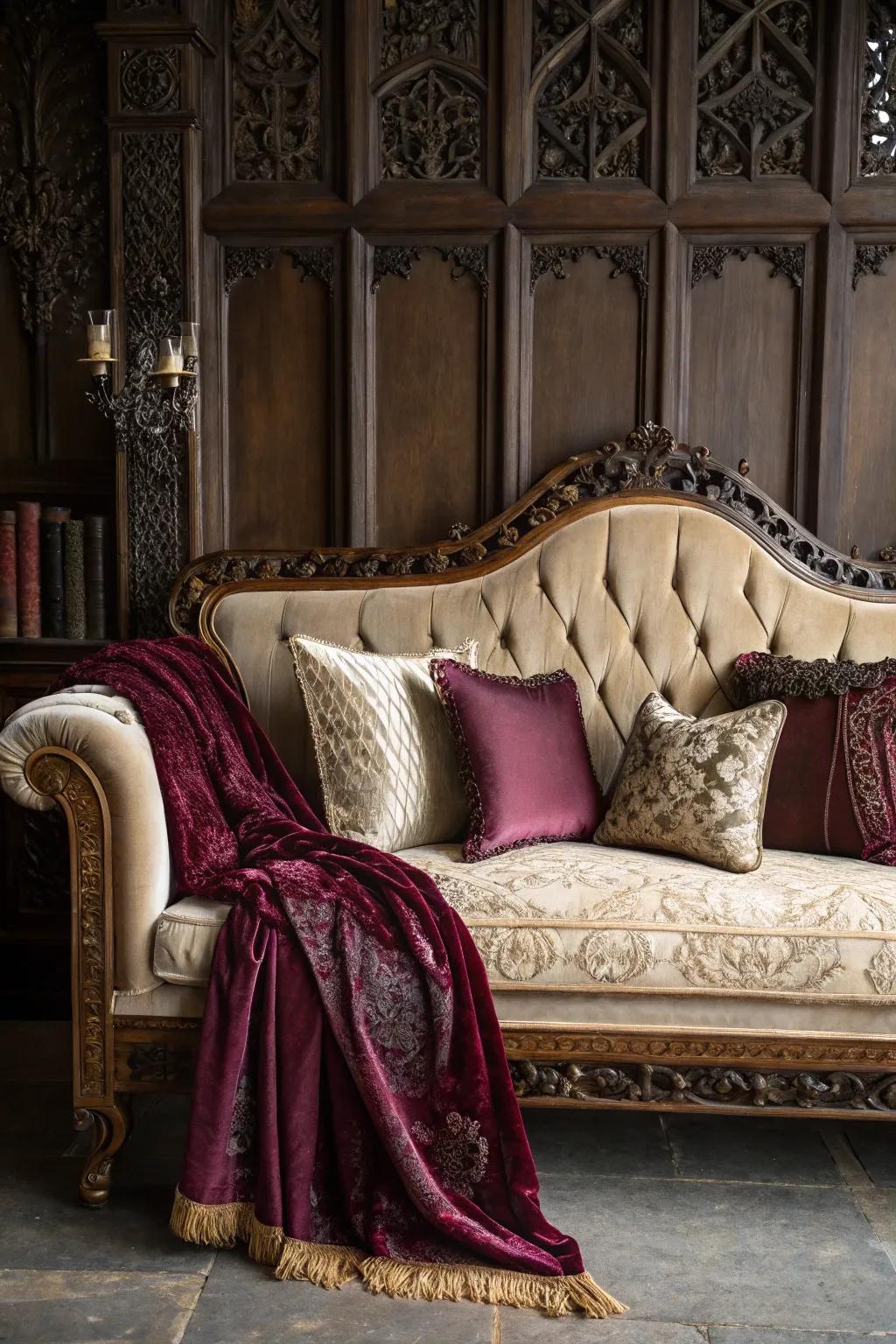 Premium textiles convey coziness and opulence to the space.