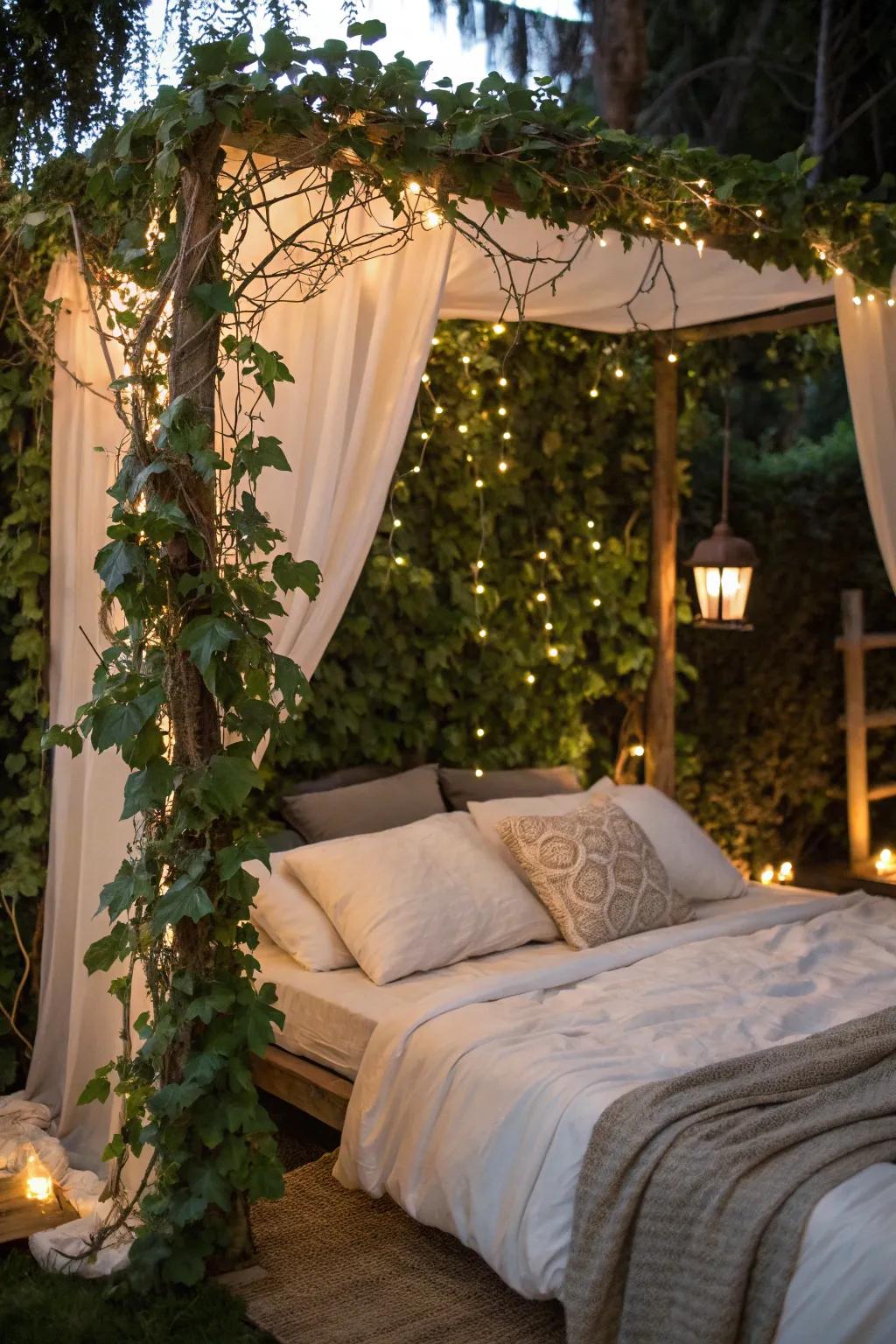 Incorporate a fanciful touch to your bed with trailing plants.