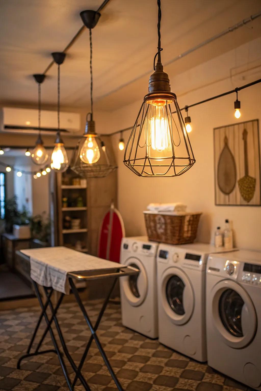 Classic lighting that enhances the room's nostalgic ambiance.