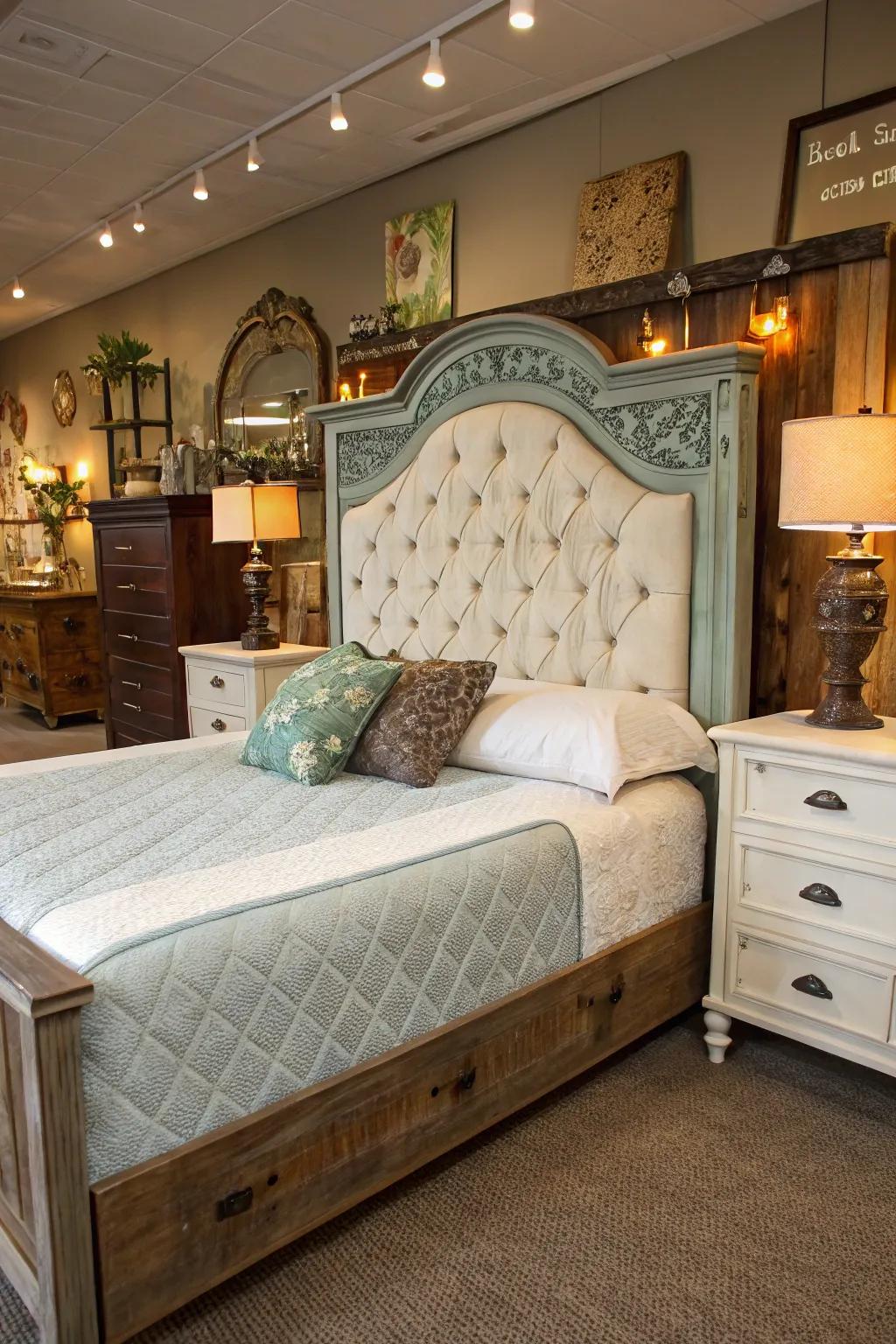 Upcycling infuses ingenuity and uniqueness into your bedroom.