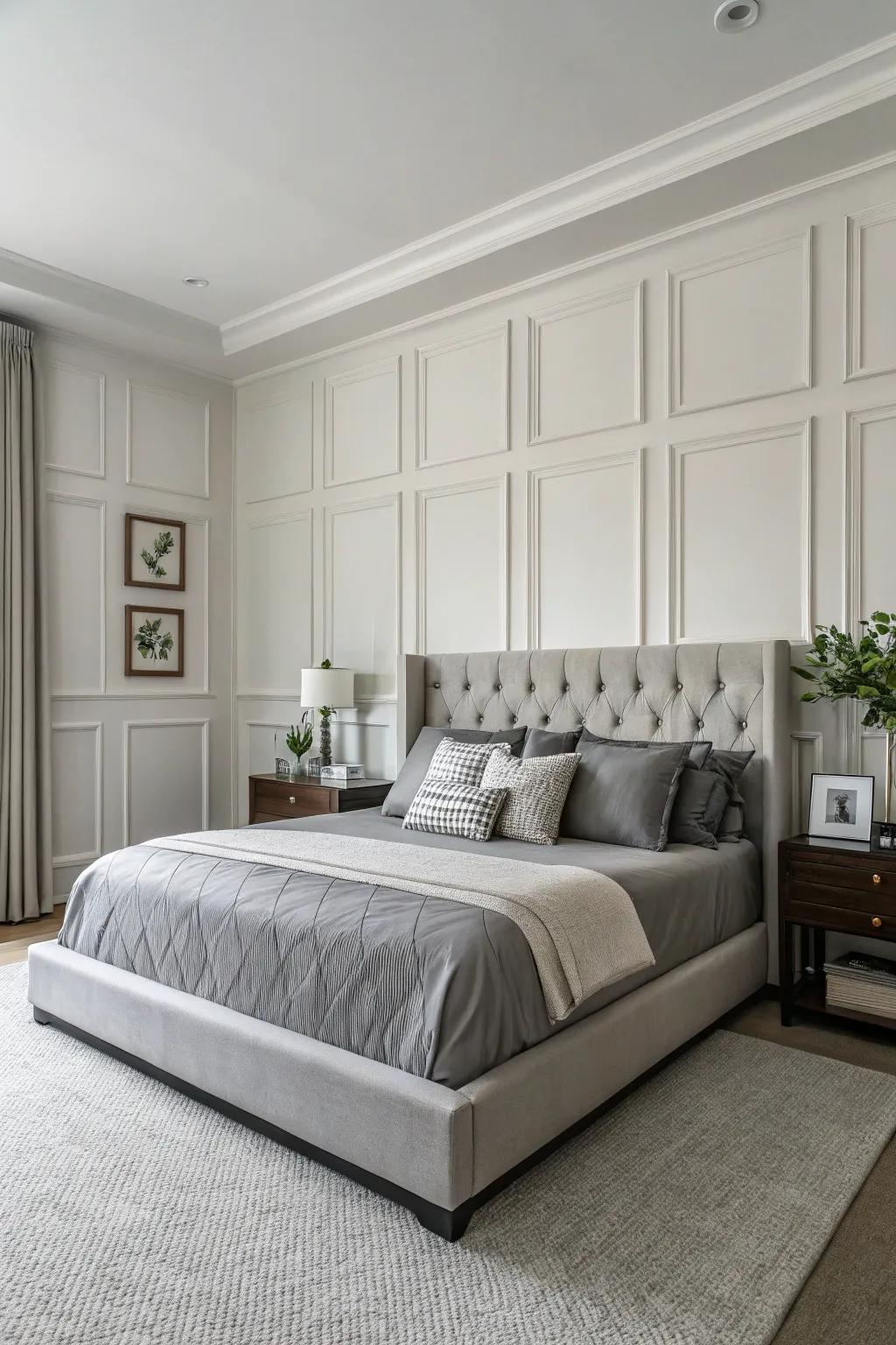 Simplistic paneling is suitable for a sleek, modern bedroom.