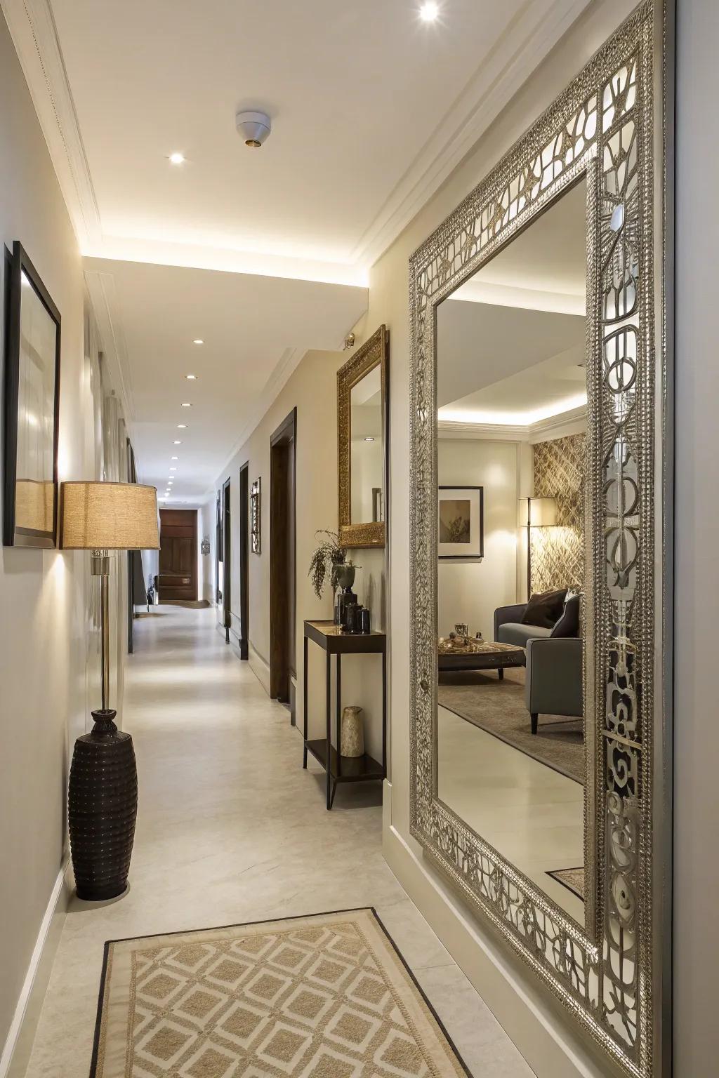 Mirrors have the ability to make spaces appear larger and more illuminated.