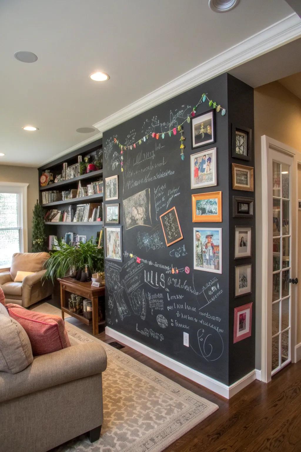 An active do-it-yourself drawing board wall of fame.