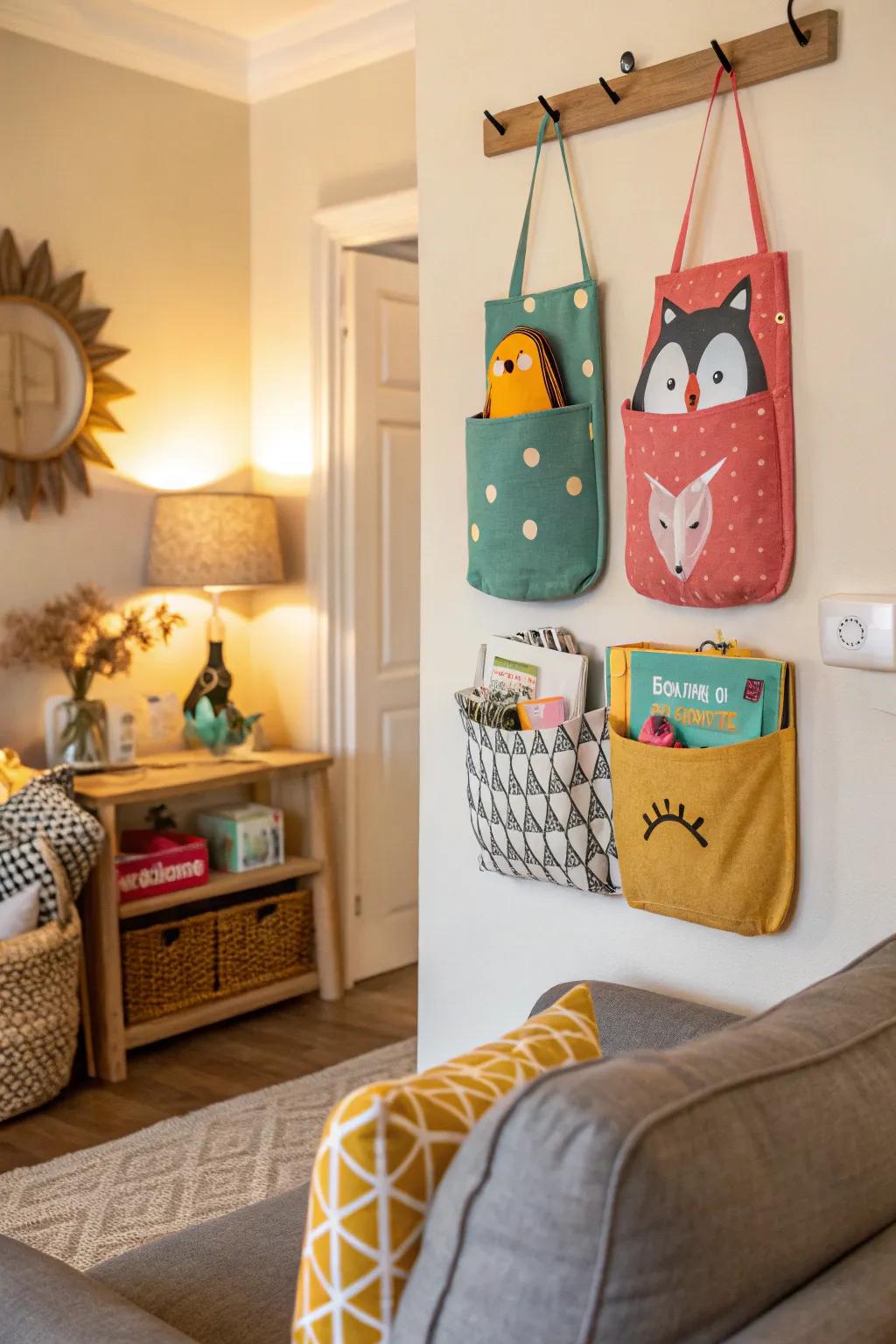 Unusual shaped wall pockets for a distinctive and personalized touch.