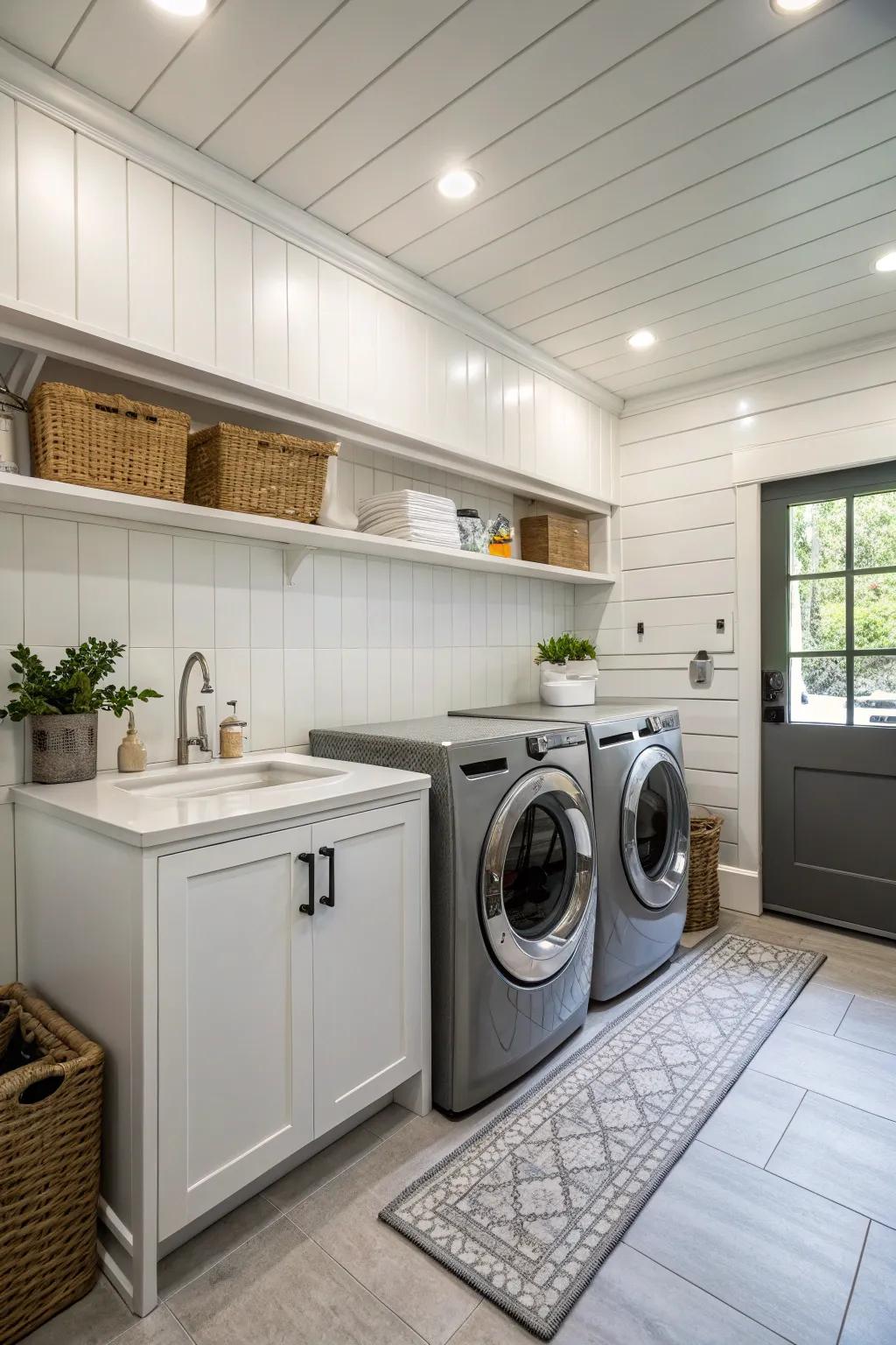 Plank cladding injects a rejuvenated sensation to this utility area.