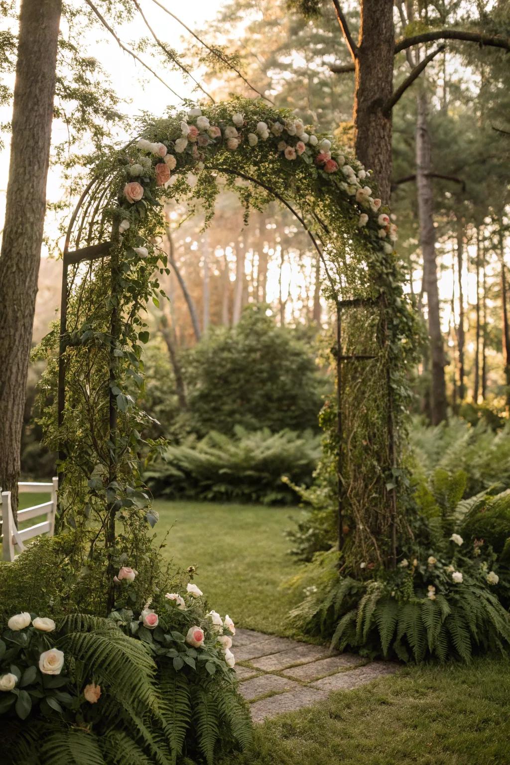 An enchanting garden arch that blends seamlessly with nature.