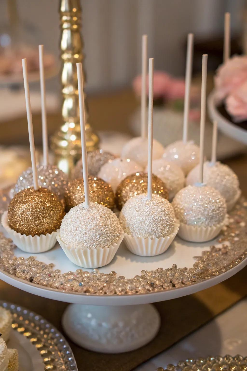 Shimmering pastry lollipops that add sparkle to your celebration.