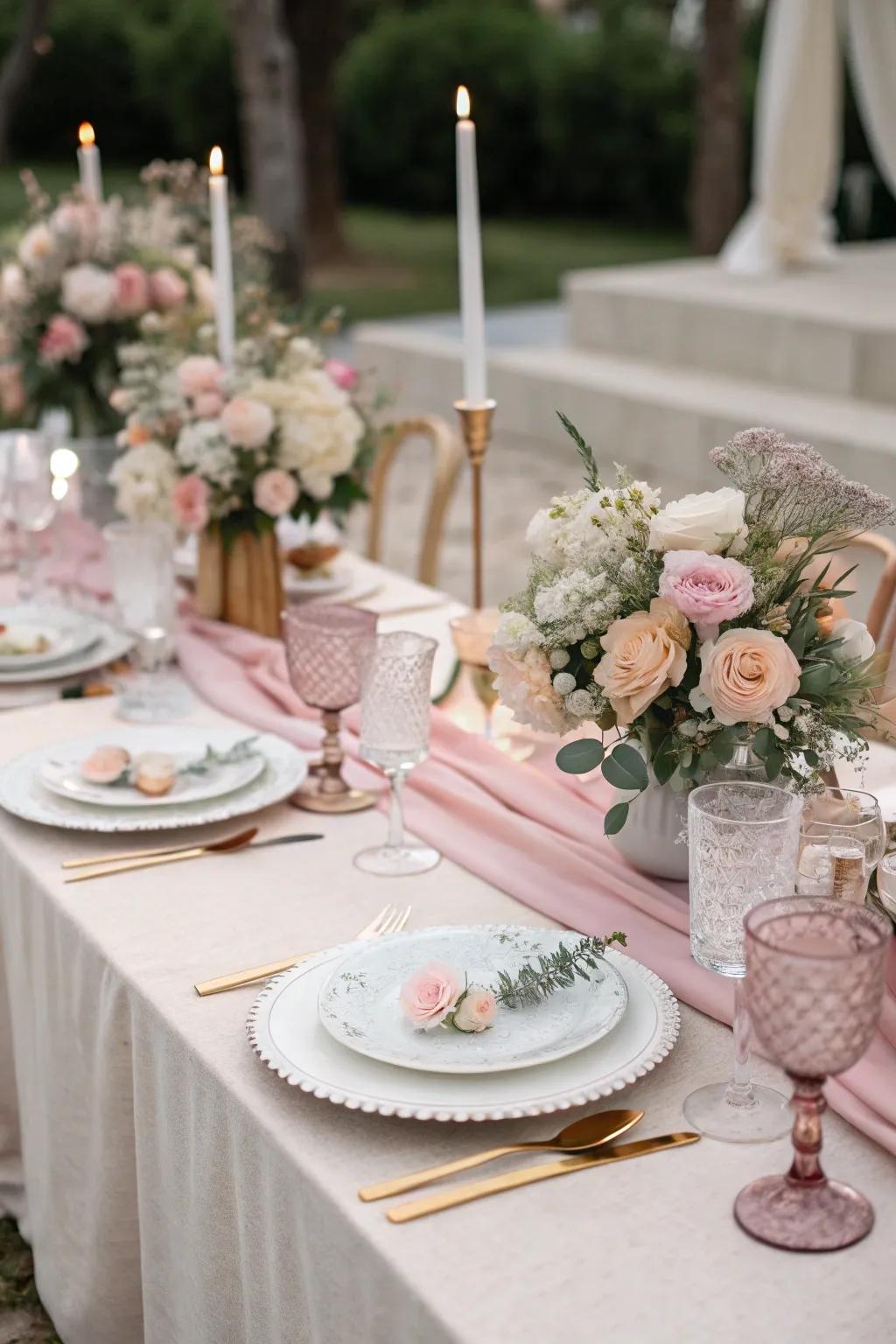 Consistent color schemes yield a harmonious tablescape.