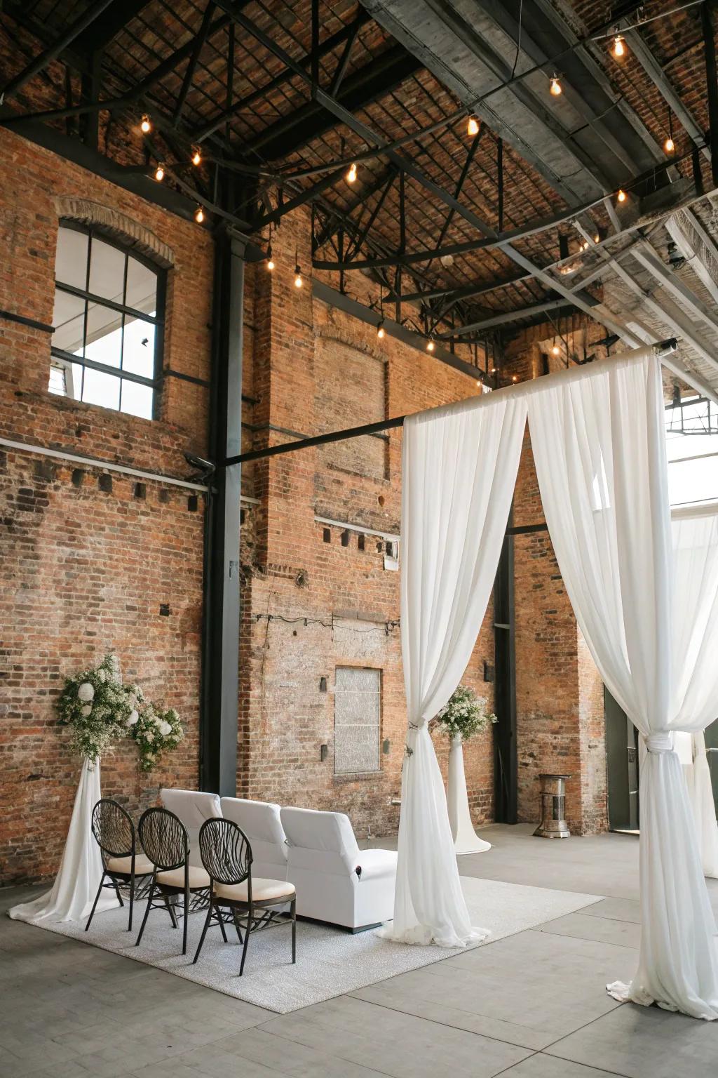 An industrial chic wedding theme that blends urban and elegant styles.