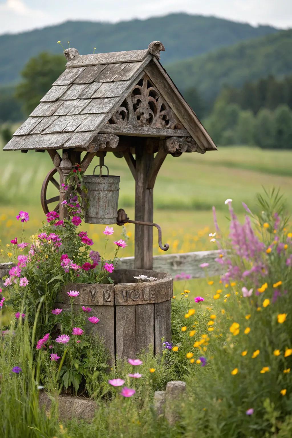 Traditional motif constituents impart homespun allure to this surface feature.