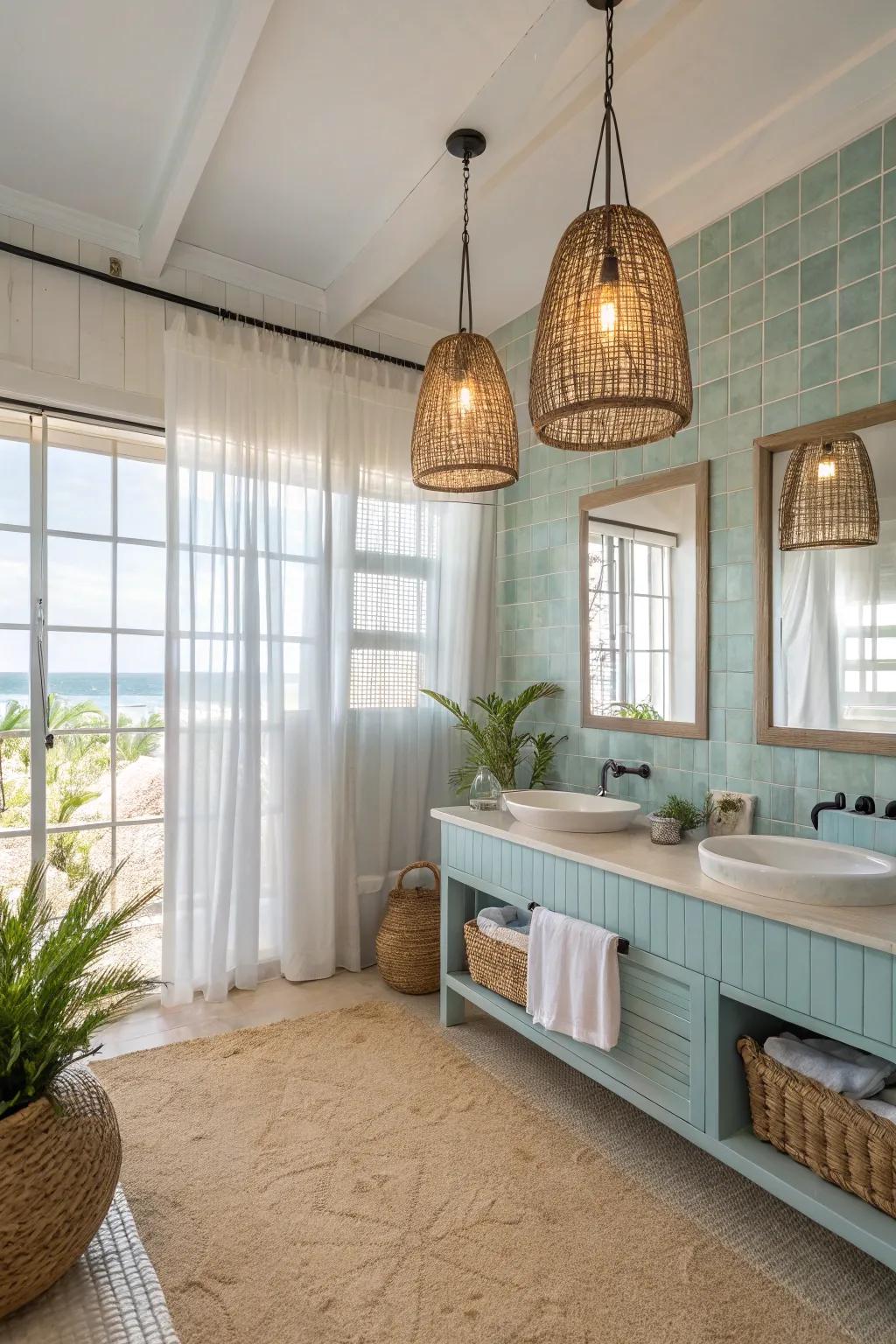 Pendant lighting enhances warmth and style.