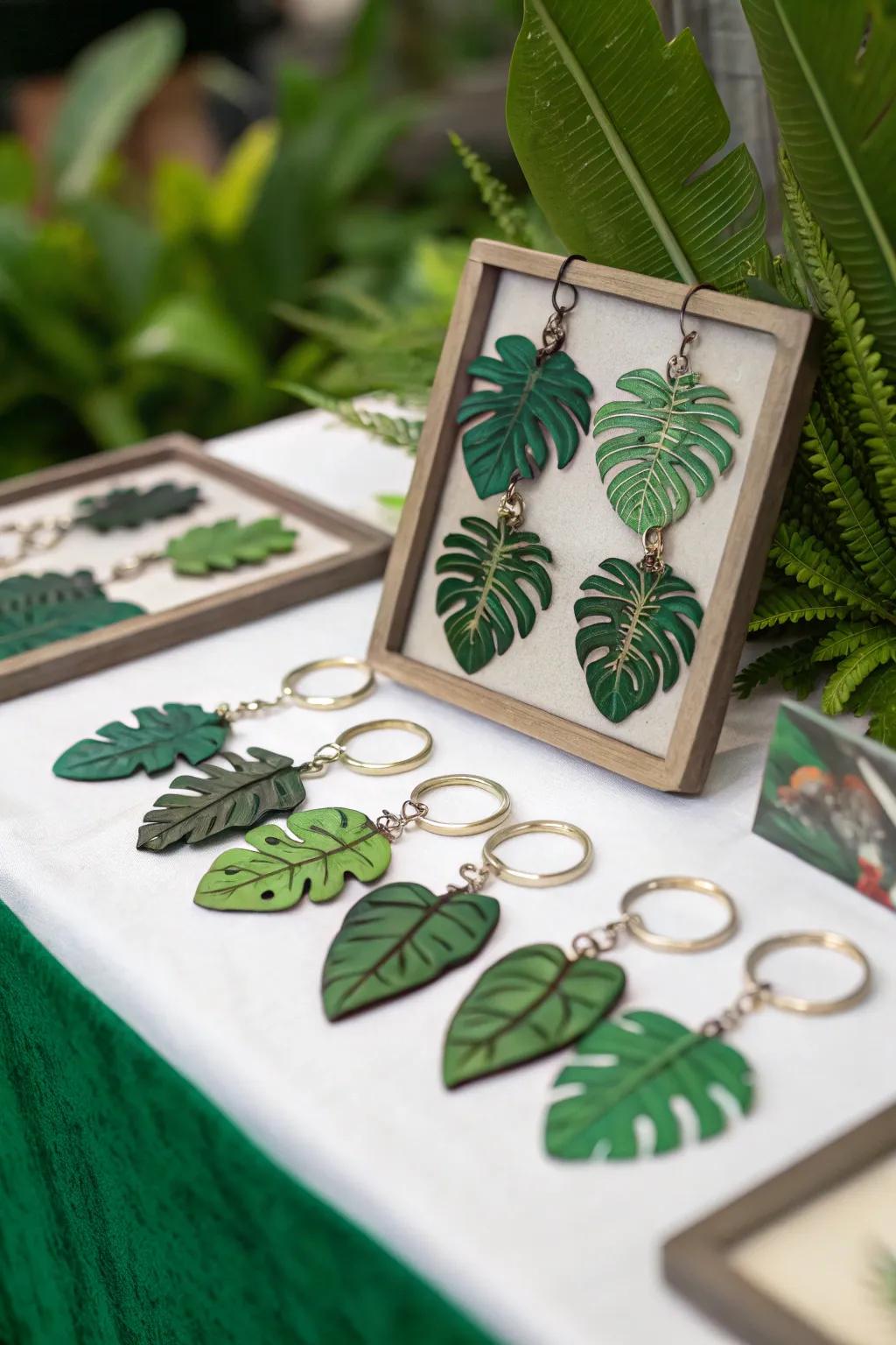 Leafy pendants constitute an elegant and functional event keepsake.