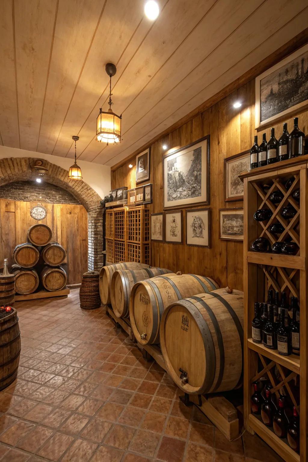 Nostalgic impression achieved through barrel elements and warm lighting.