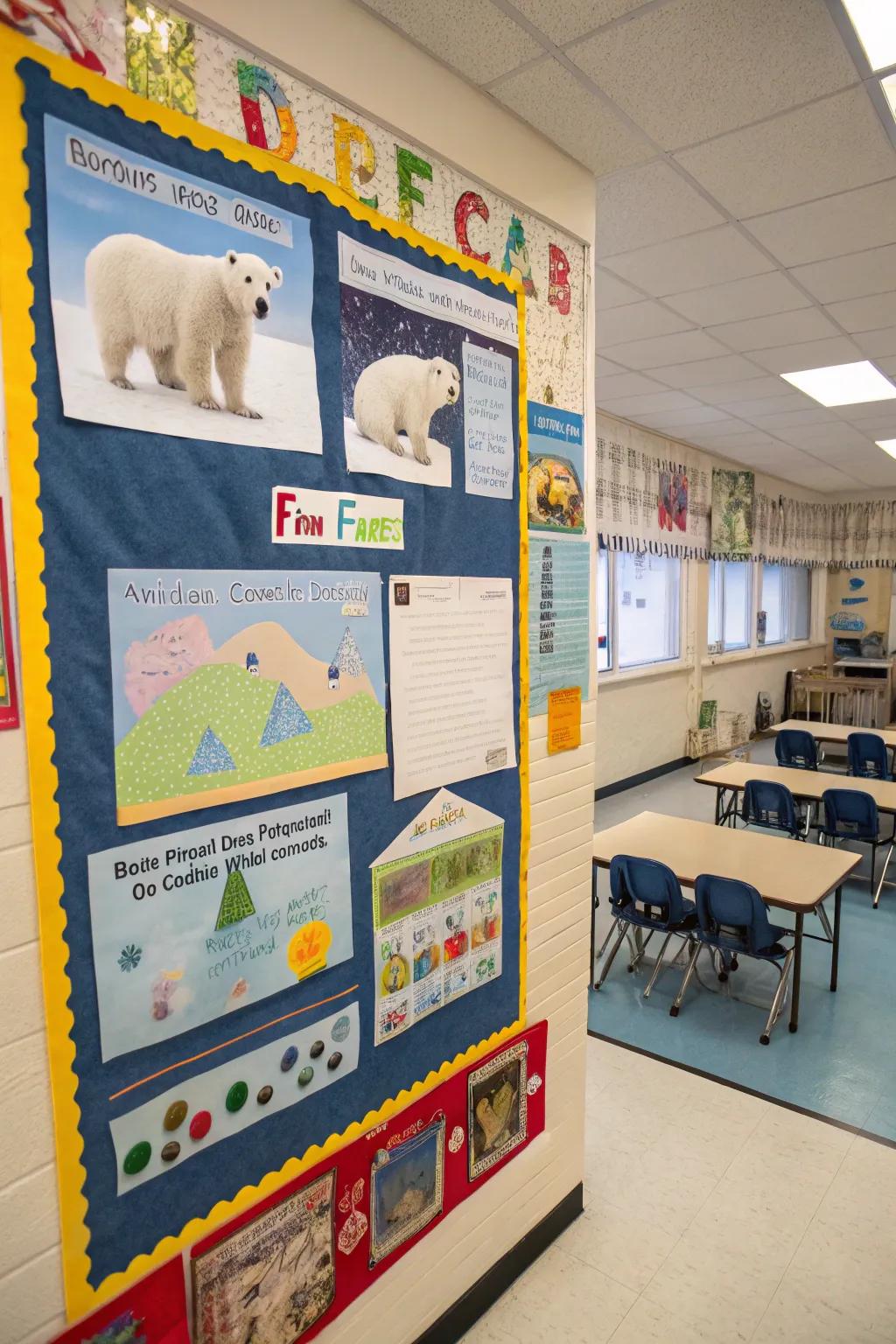 Arctic bears become new companions on the preschool bulletin board.