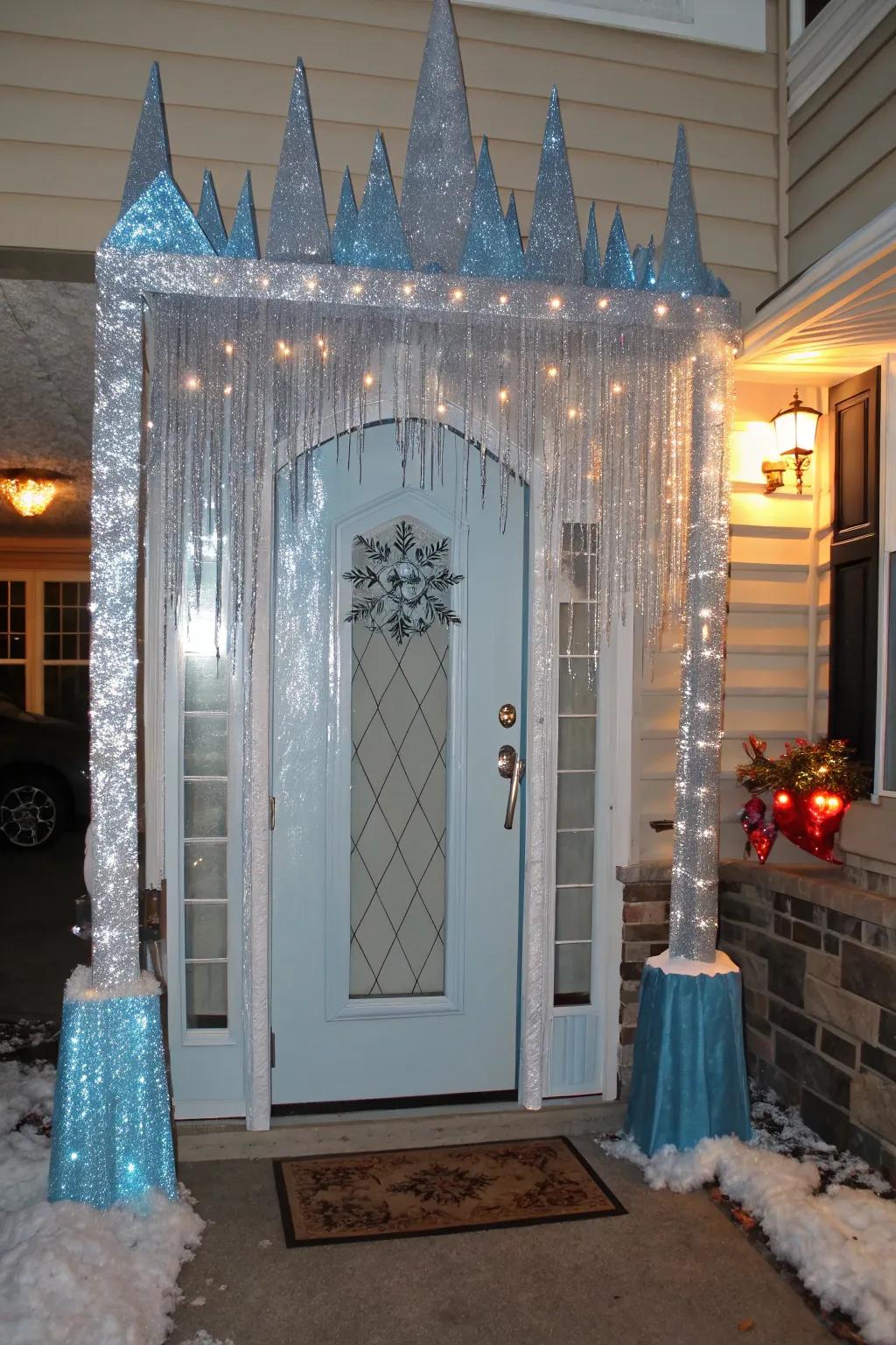 An elegant ice palace entrance to impress and amaze.