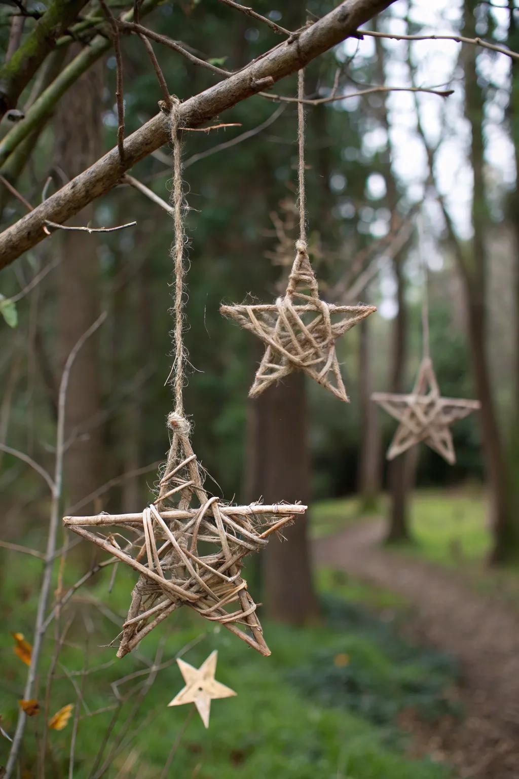 Homespun branch stars introduce a hint of woodland magic to any chamber.